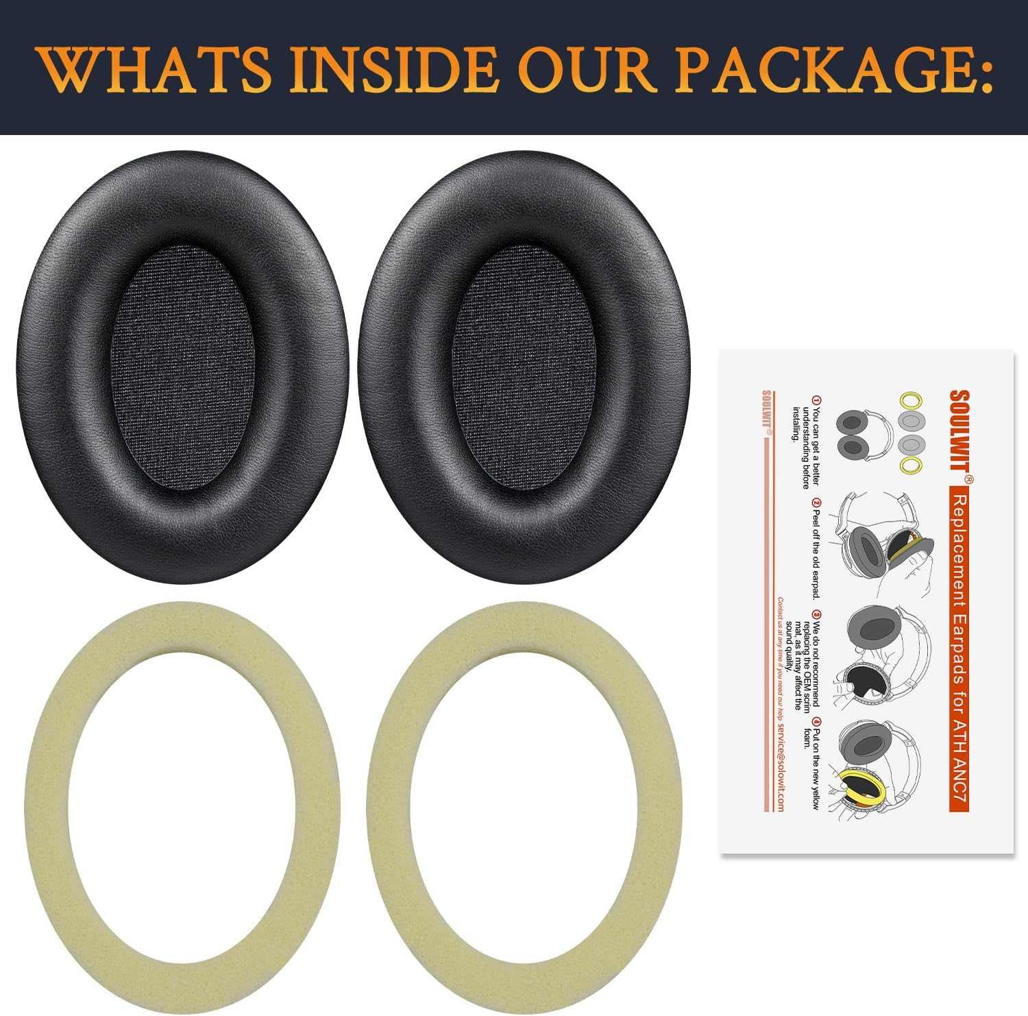 SOULWIT Earpads for Audio-Technica ATH-ANC7/ANC7B - Protein Leather