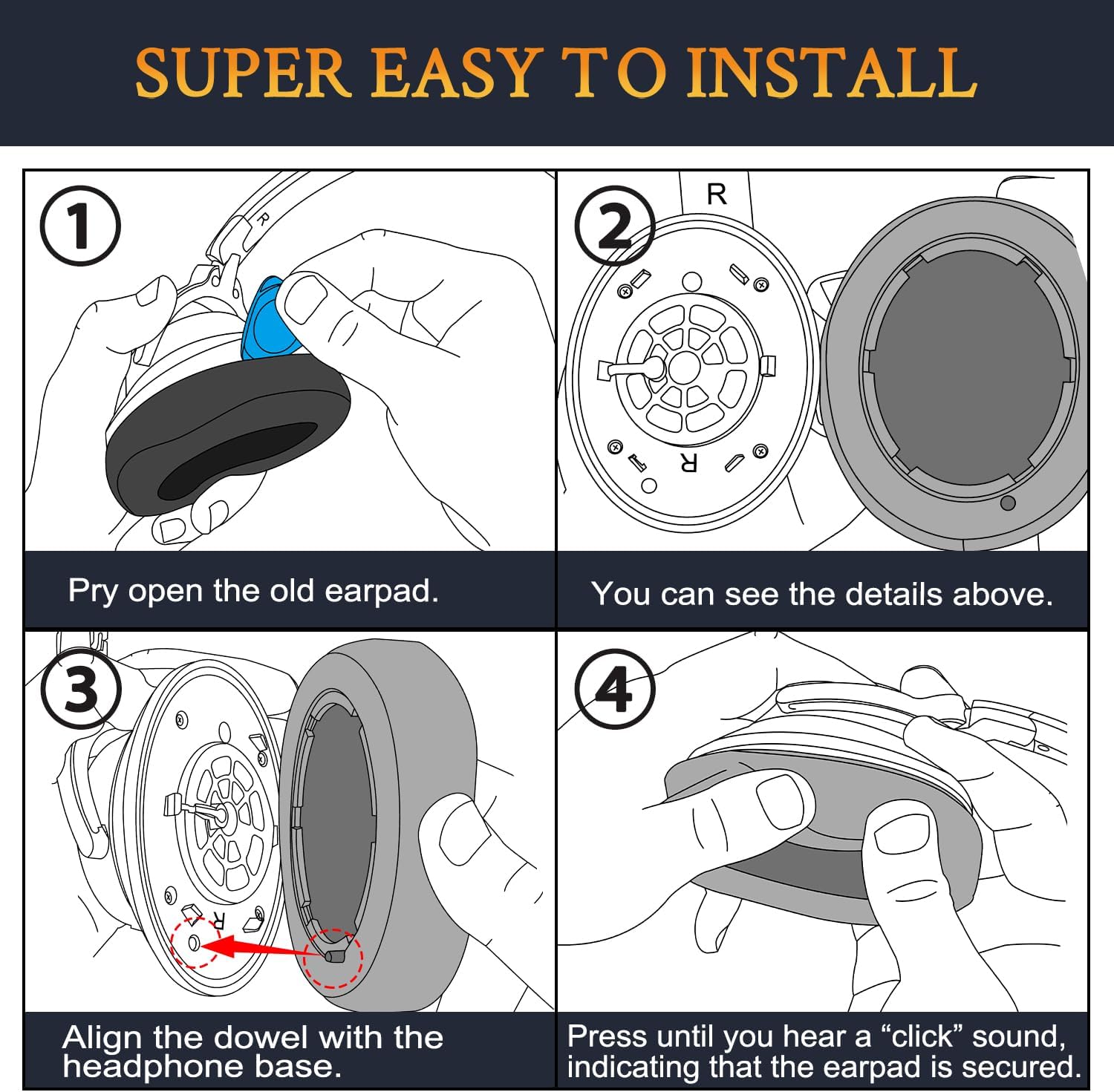 SOULWIT Earpads for Teufel REAL BLUE NC (2020), REAL BLUE (2020), REAL PURE (2020) - Cooling Gel