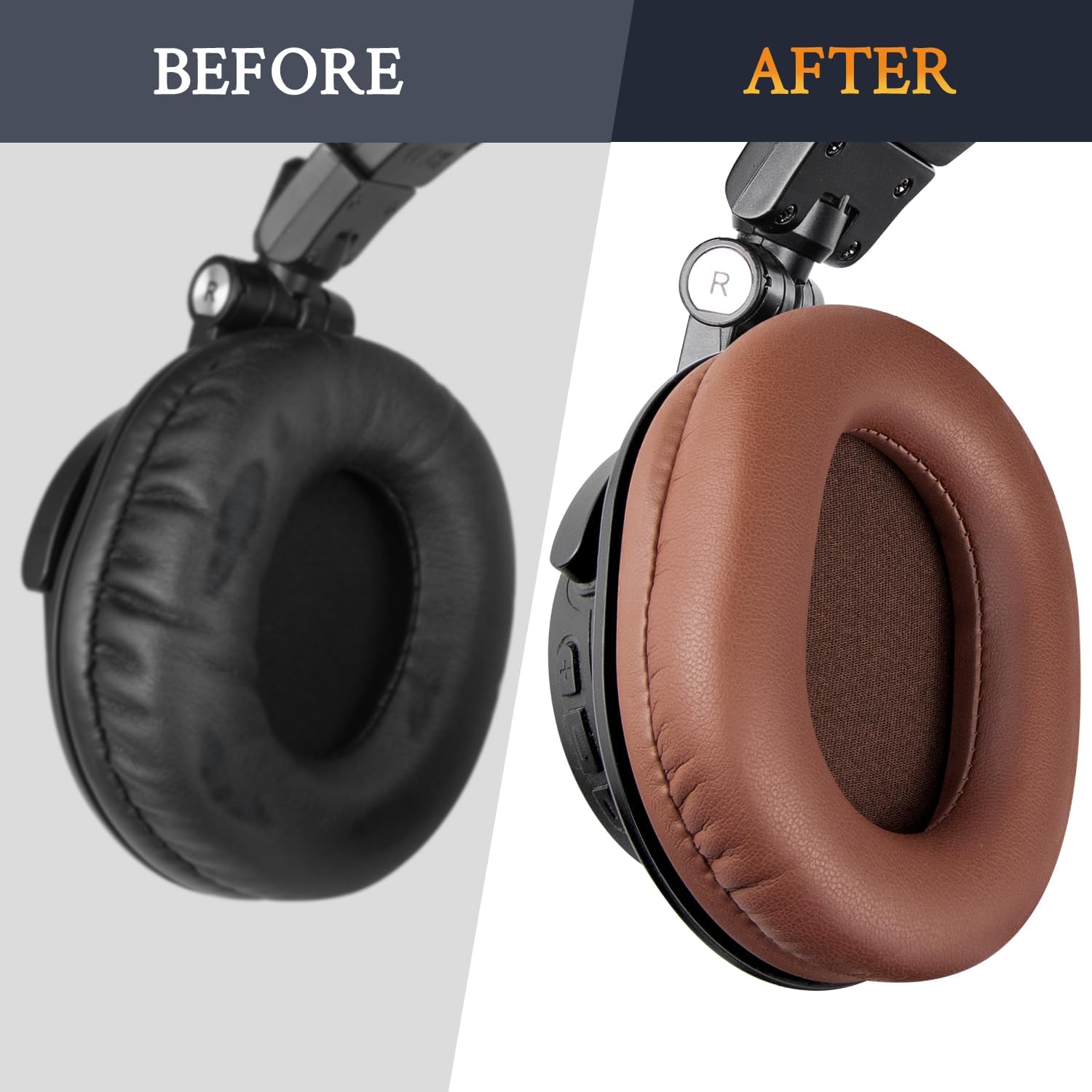 SOULWIT Earpads for Audio-Technica ATH M50, M50X, M50XBT, M50XBT2, M50XSTS, M40x, M30x, M20xBT, M20X, SX1, MSR7 Monitor - Protein Leather