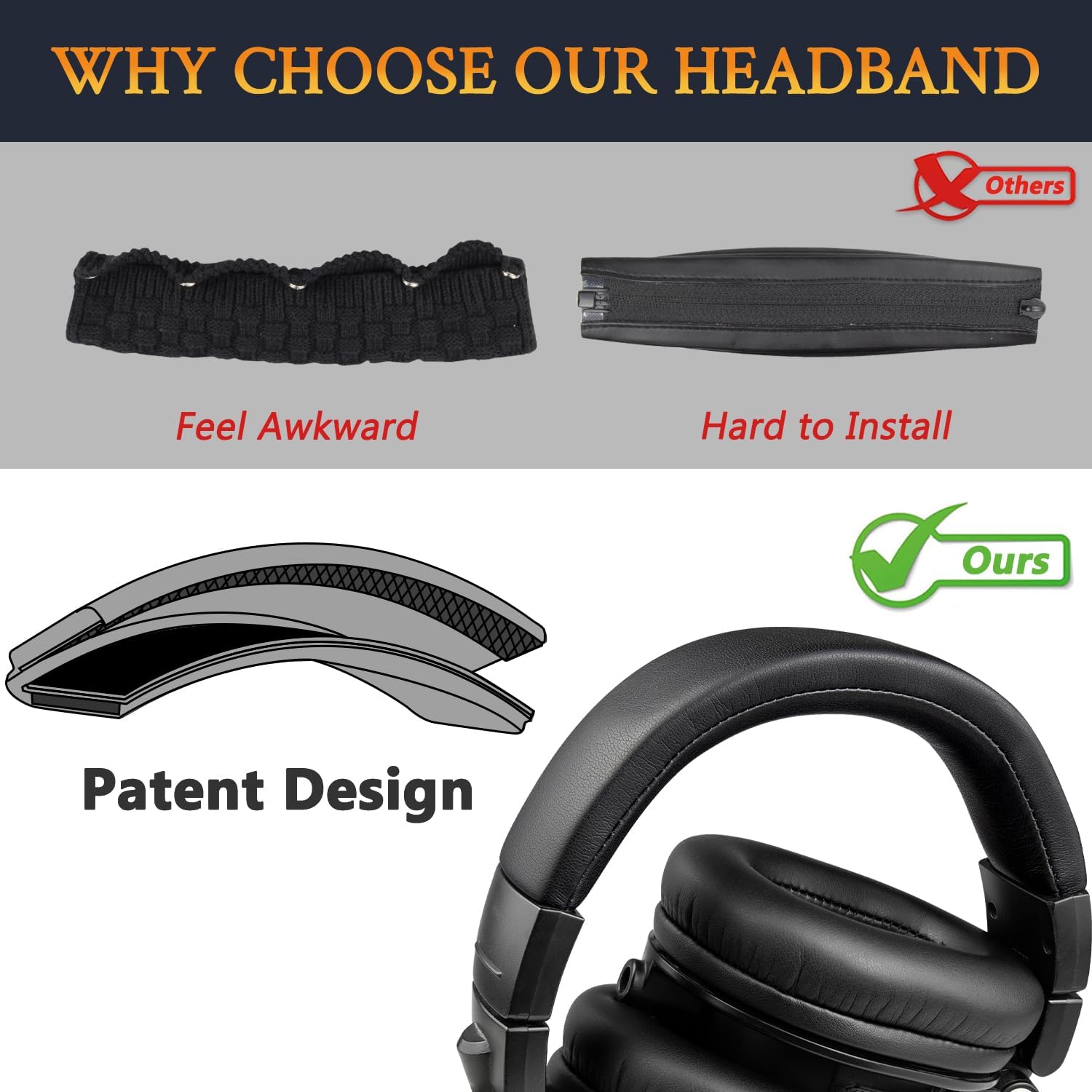SOULWIT Headband for Audio-Technica ATH M50, M50X, M50XBT, M50XBT2, M50XSTS