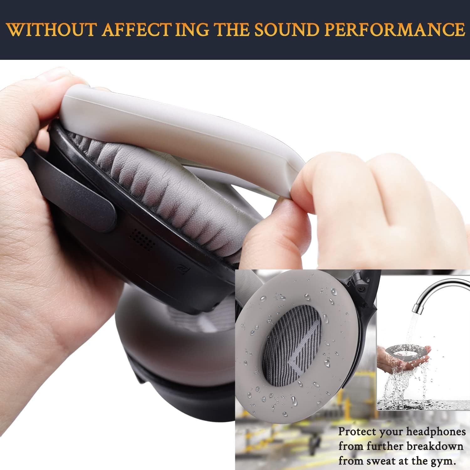 SOULWIT Earpads + Headband + Silicone Earpads Cover for Bose QuietComfort 35 Series