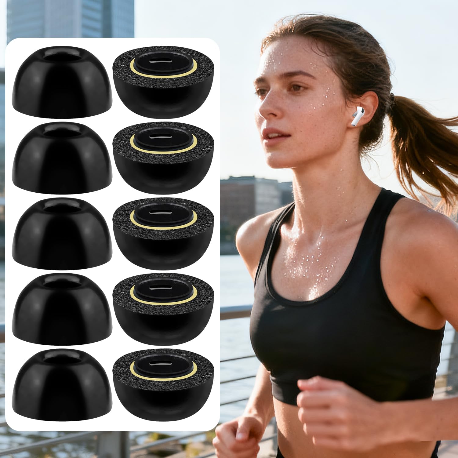 SOULWIT Memory Foam Ear Tips for AirPods Pro 3 - 5 pairs