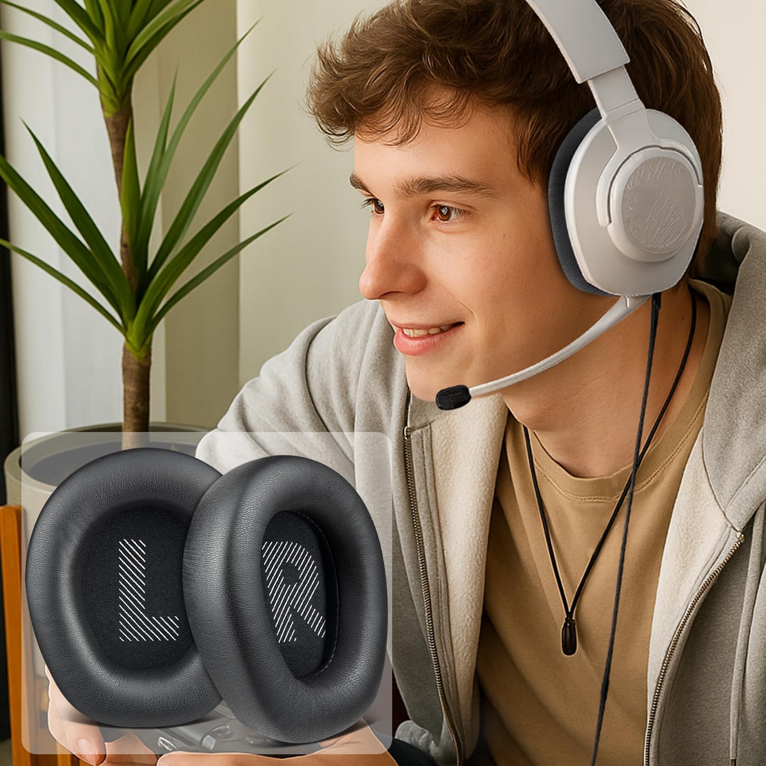 SOULWIT Earpads for JBL Quantum 100, 100X, 100P, 100M2, 350 - Protein Leather