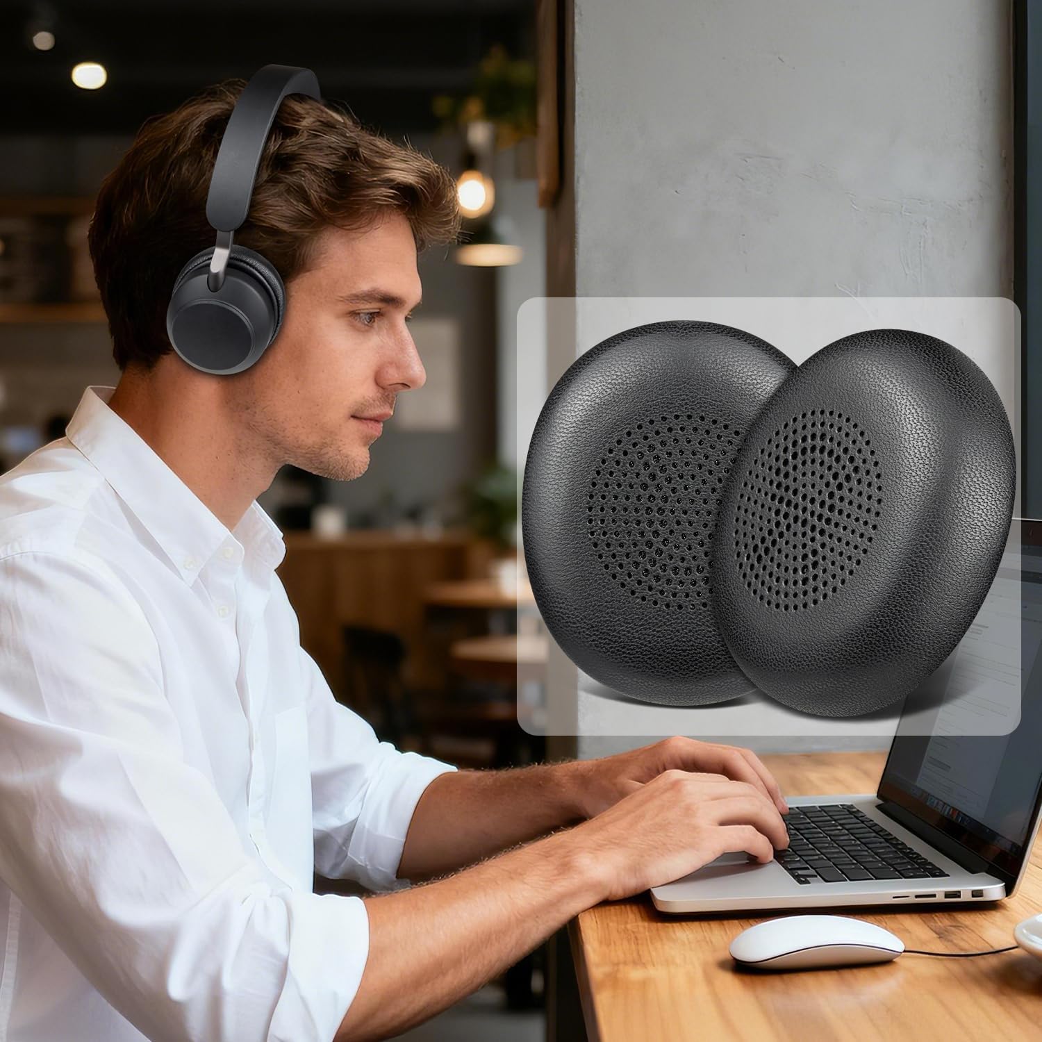 SOULWIT Earpads for Jabra Evolve2 65/40, Elite 45h - Lambskin
