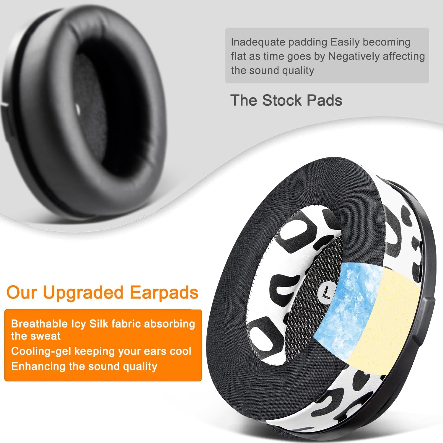 SOULWIT Earpads for Audeze Penrose/Penrose X/Mobius, HyperX Cloud Orbit/Orbit S  - Cooling Gel