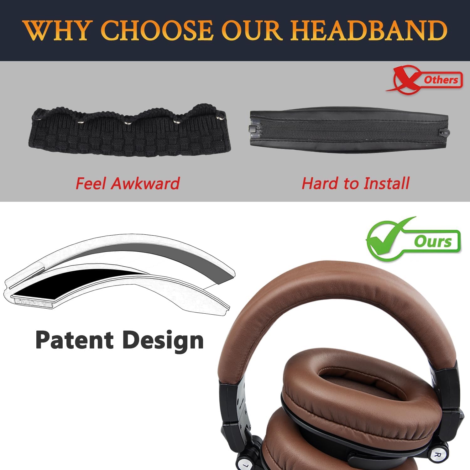 SOULWIT Earpads + Ear Cover+ Headband for ATH M50, M50X, M50XBT, M50XBT2, M50XSTS