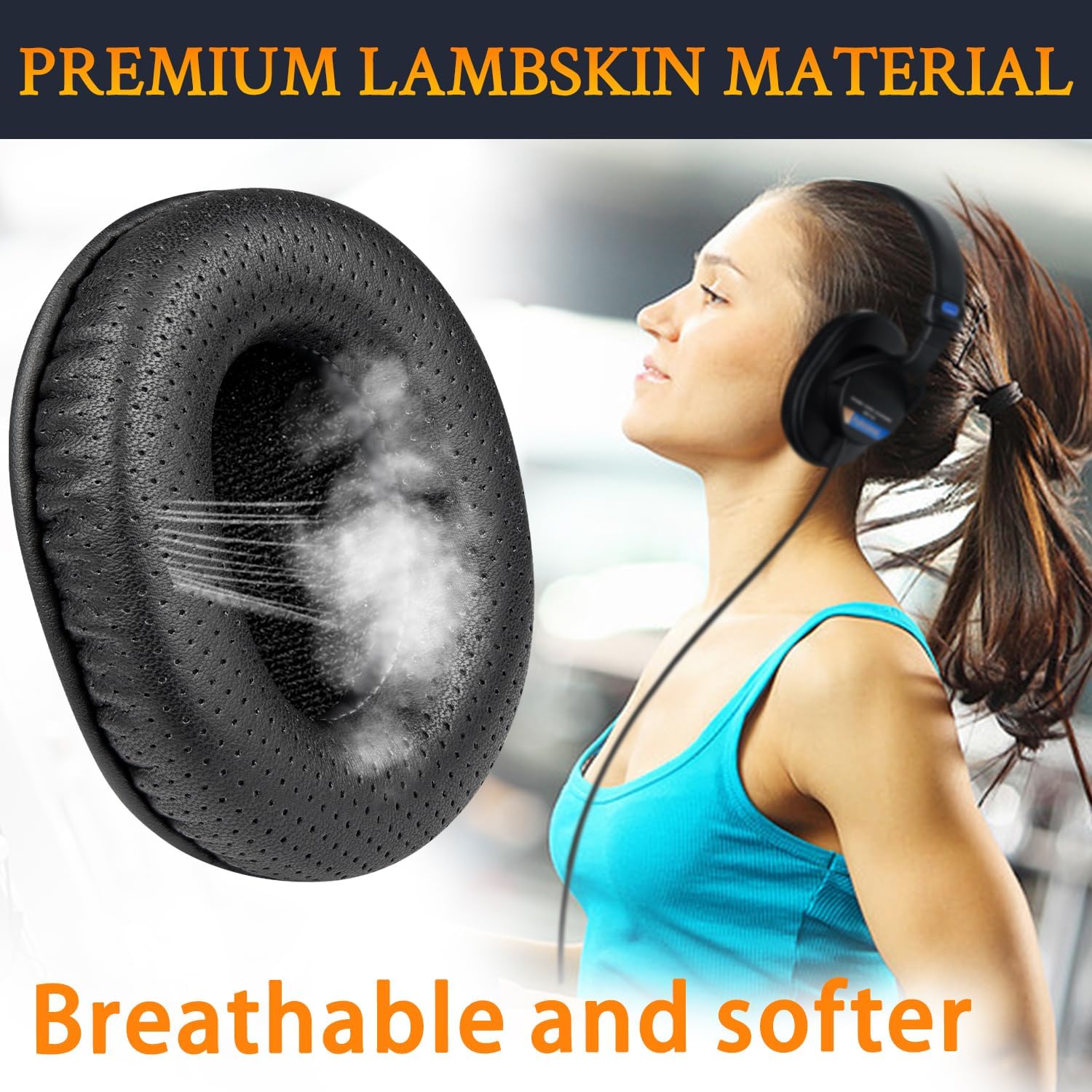 SOULWIT Earpads for Sony MDR-7506, MDR-V6, MDR-V7, MDR-CD900ST - Lambskin