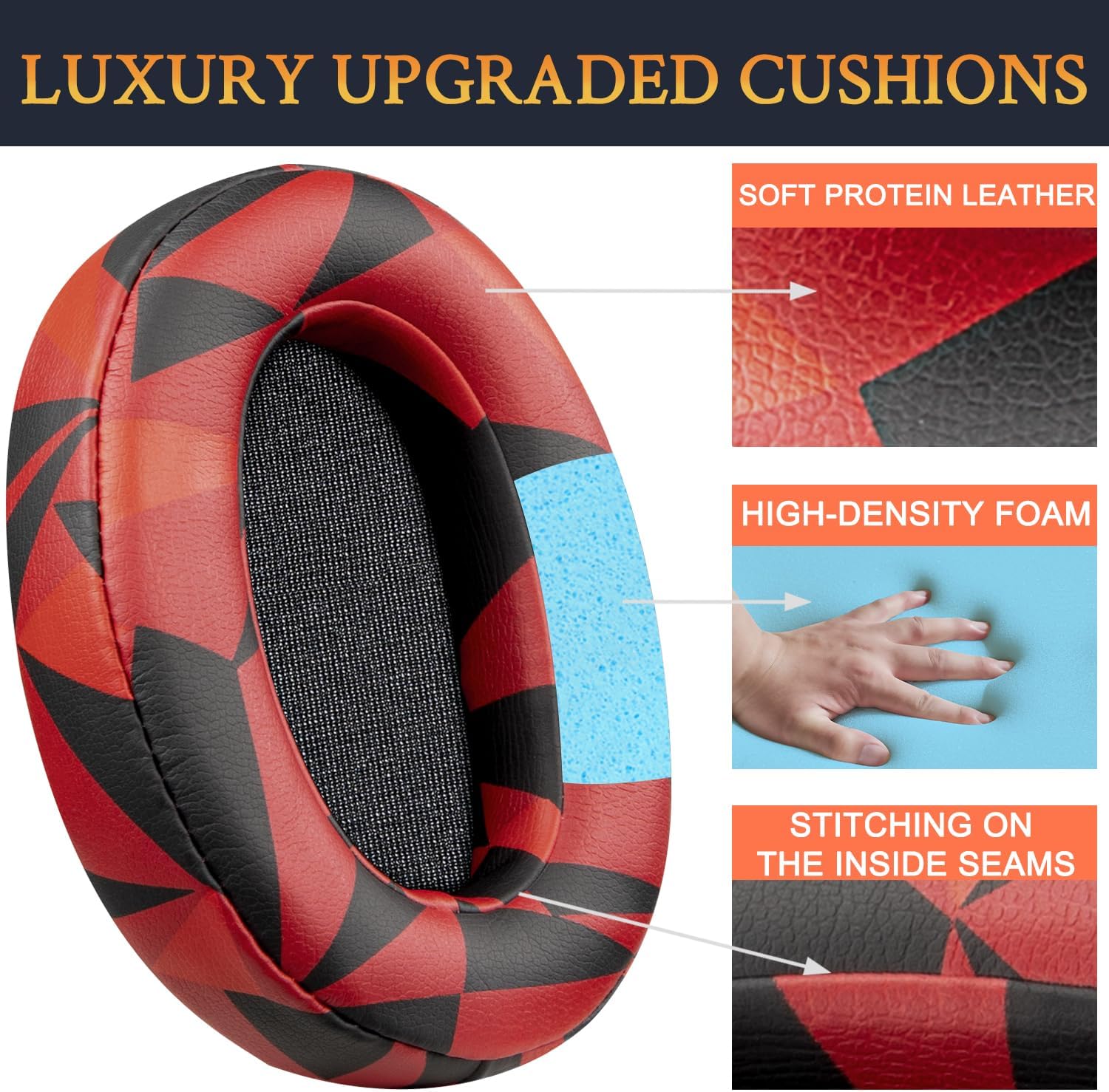 SOULWIT Earpads for Sony WH-XB900N, WH-CH710N, WH-CH720N, WH-RF400, MDR-RF895RK - Protein Leather
