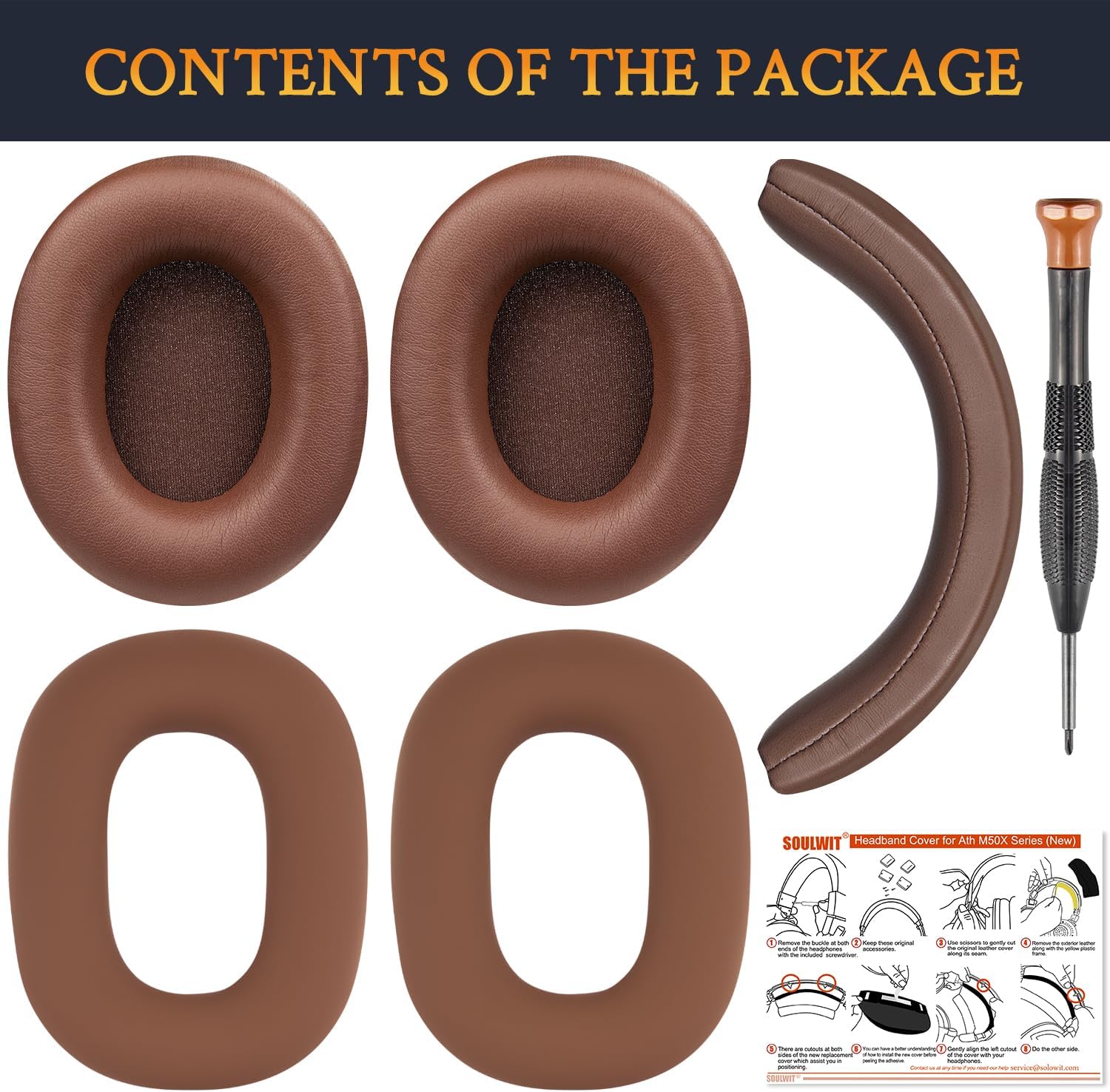 SOULWIT Earpads + Ear Cover+ Headband for ATH M50, M50X, M50XBT, M50XBT2, M50XSTS
