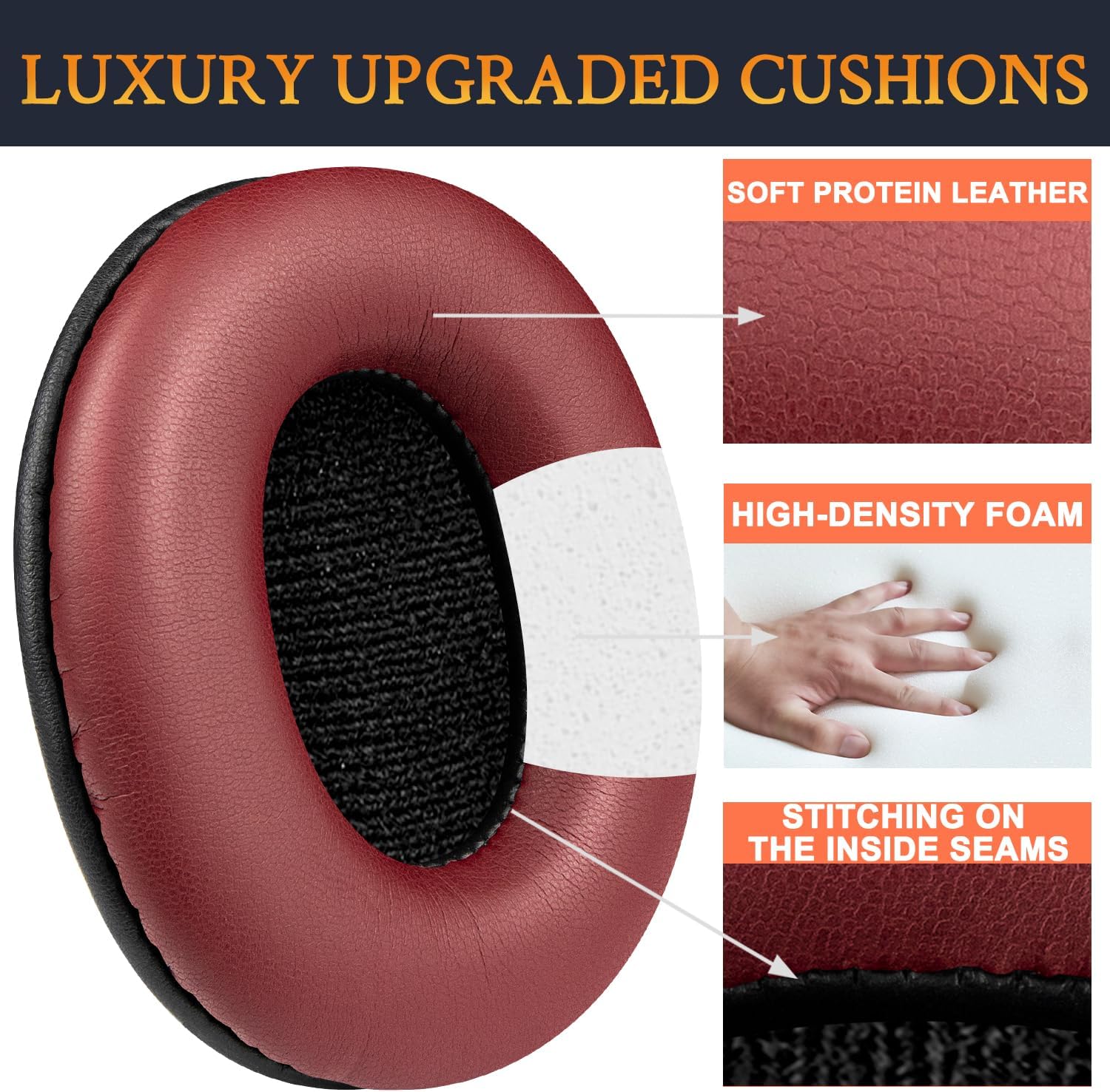 SOULWIT Earpads for Sony MDR-7506, MDR-V6, MDR-V7, MDR-CD900ST - Protein Leather