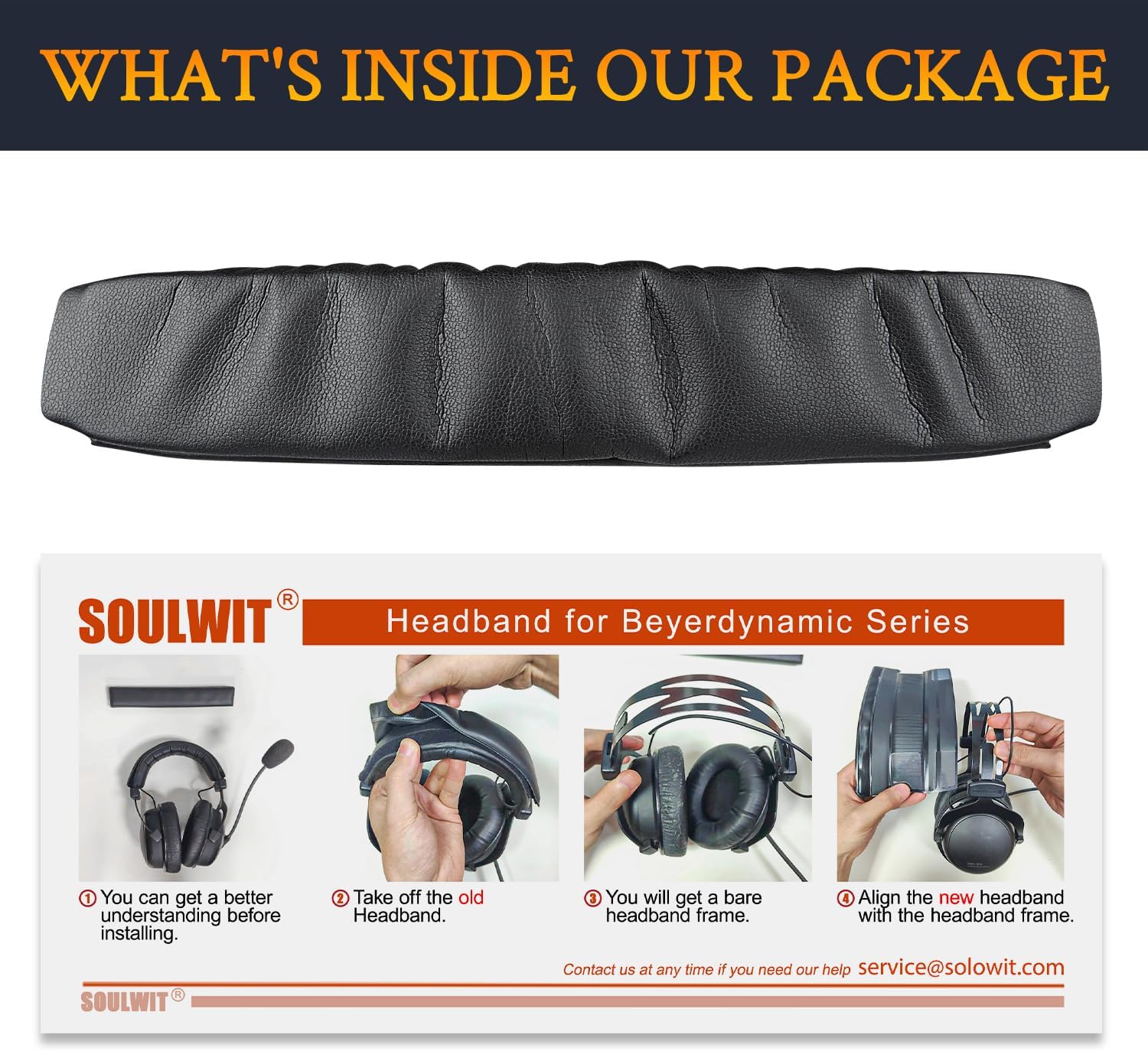 SOULWIT Headband Cover for Beyerdynamic DT 770 / DT 880 / DT 990 Series (Pro / Pro HT / M), DT 790, DT 797, HS 200, HS 400, MMX 300 (2nd Generation)