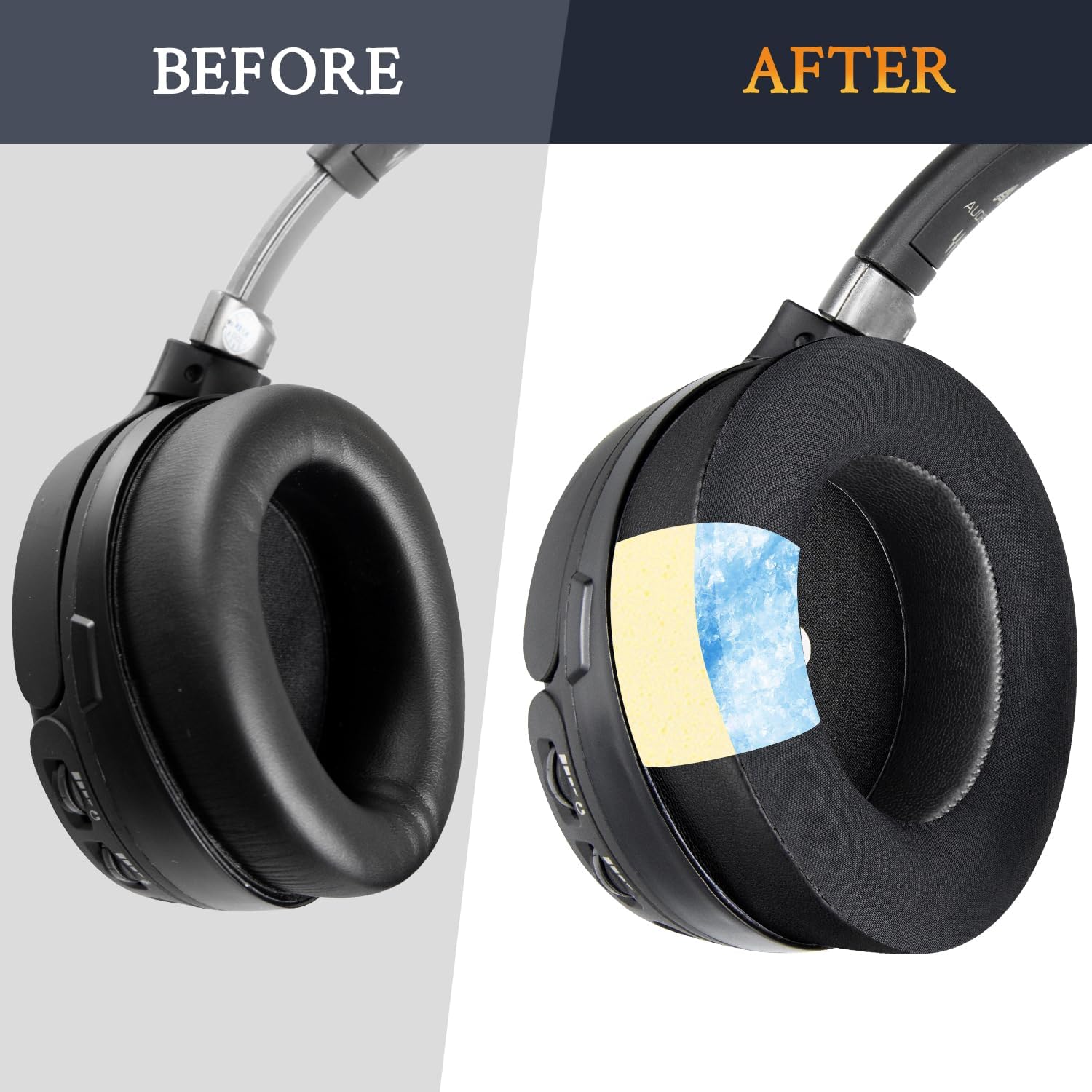 SOULWIT Earpads for Audeze Penrose/Penrose X/Mobius, HyperX Cloud Orbit/Orbit S  - Cooling Gel
