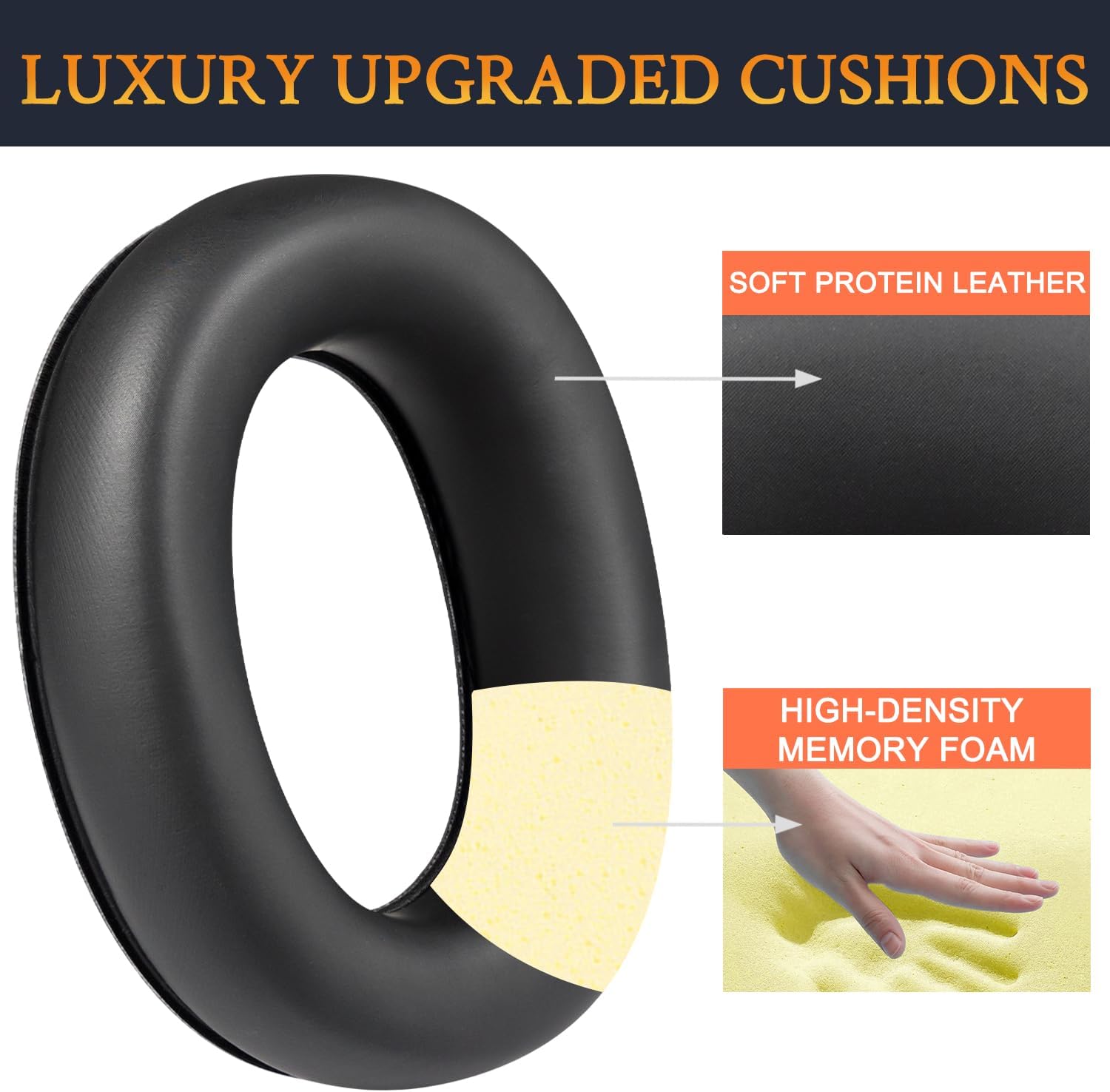 SOULWIT Earpads for 3M WorkTunes, Peltor Sport Tactical 100/300/500, ZOHAN EM033/037/042, PROHEAR 032/033/037 - Protein Leather