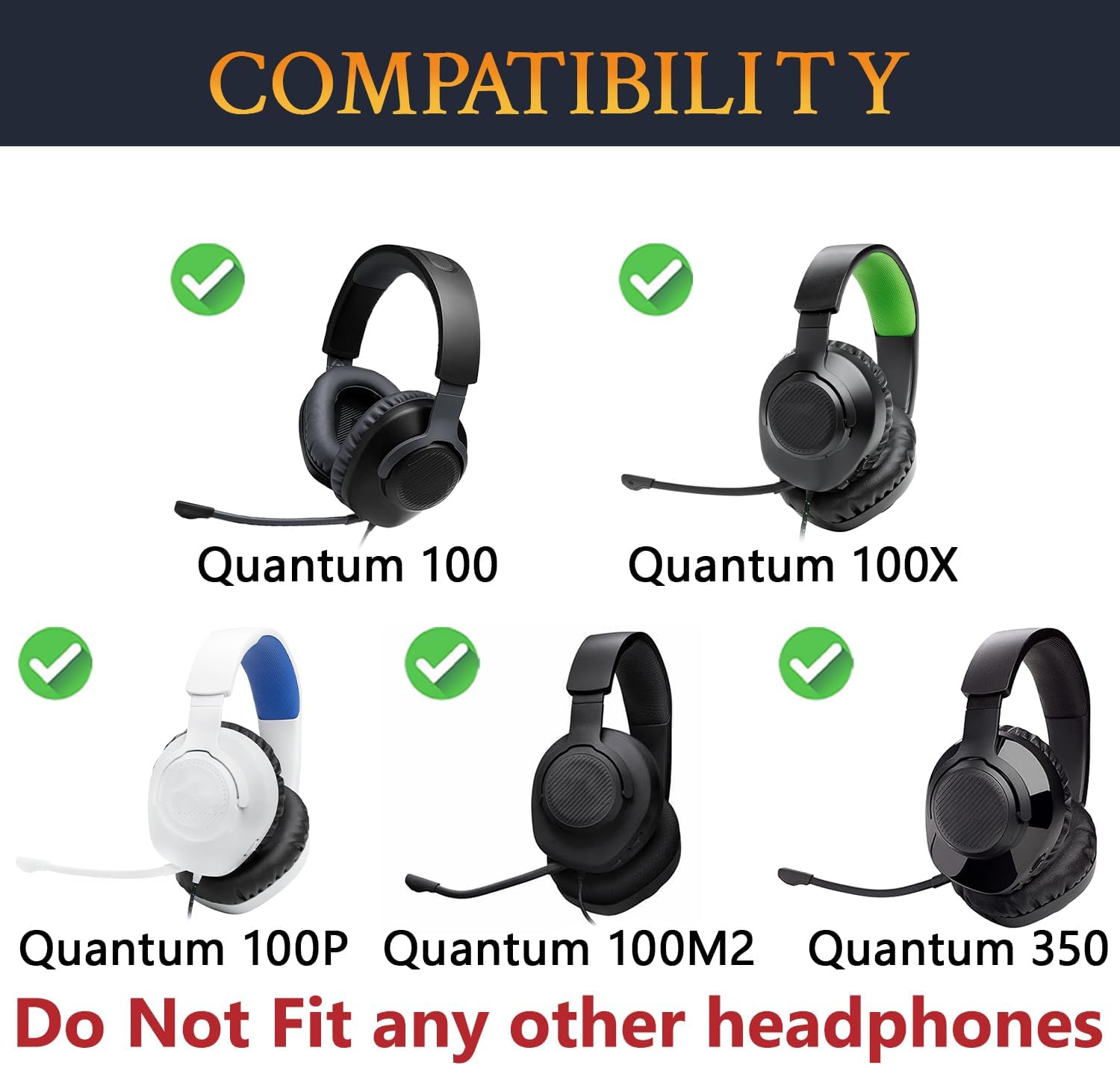 SOULWIT Earpads for JBL Quantum 100, 100X, 100P, 100M2, 350 - Protein Leather
