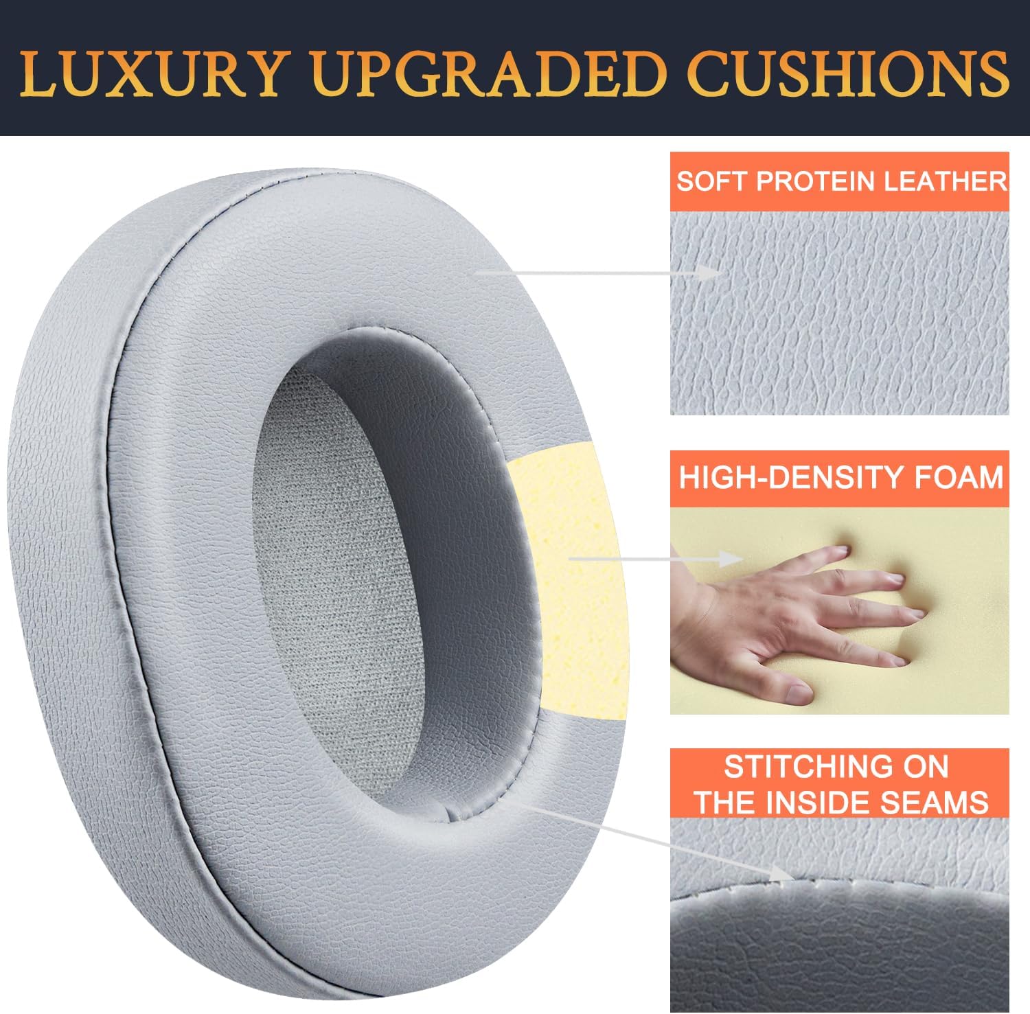 SOULWIT Earpads for Skullcandy Hesh 3/ANC/Evo & Crusher Wireless/ANC/Evo & Venue ANC - Protein Leather