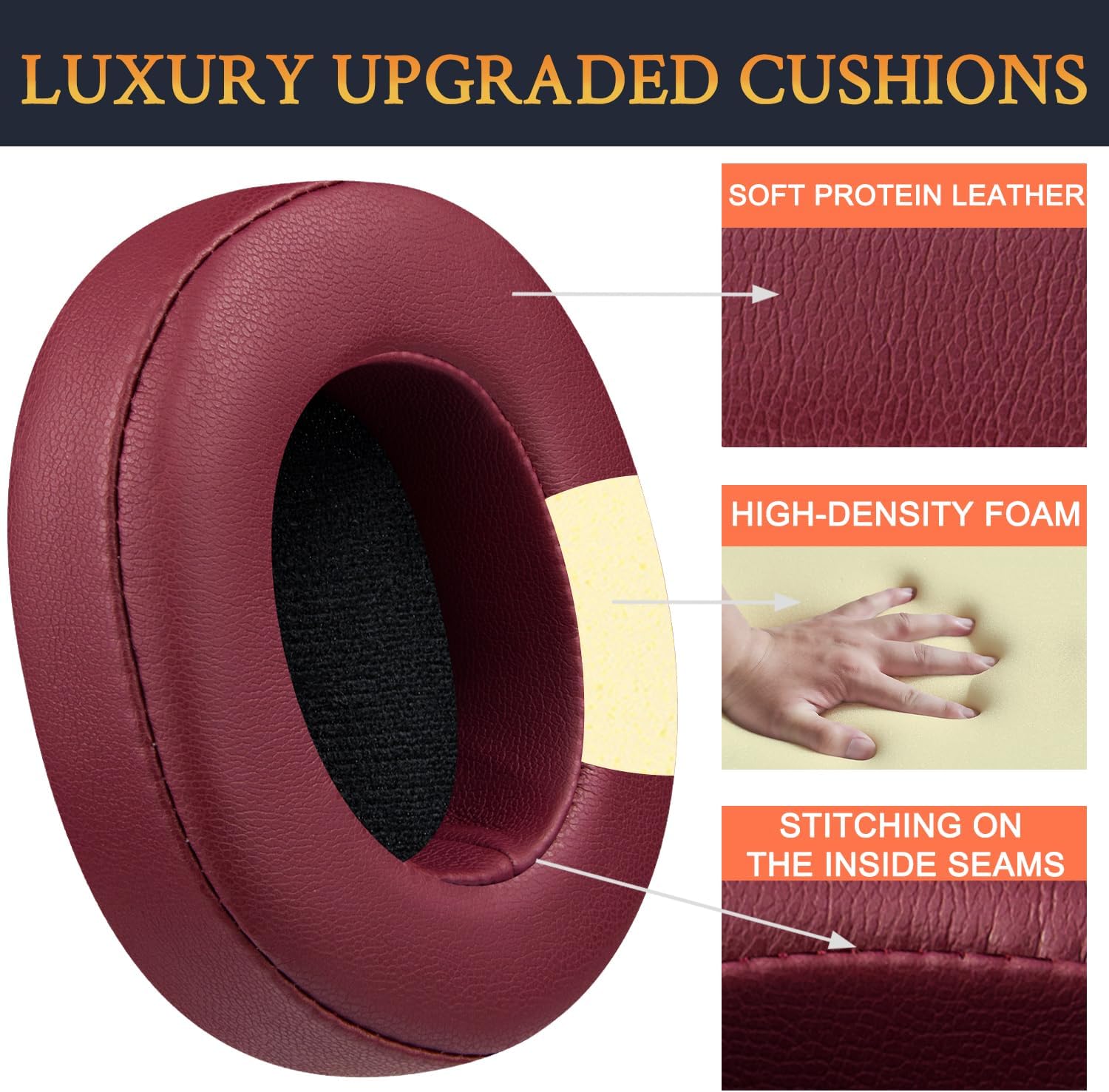 SOULWIT Earpads for Skullcandy Hesh 3/ANC/Evo & Crusher Wireless/ANC/Evo & Venue ANC - Protein Leather