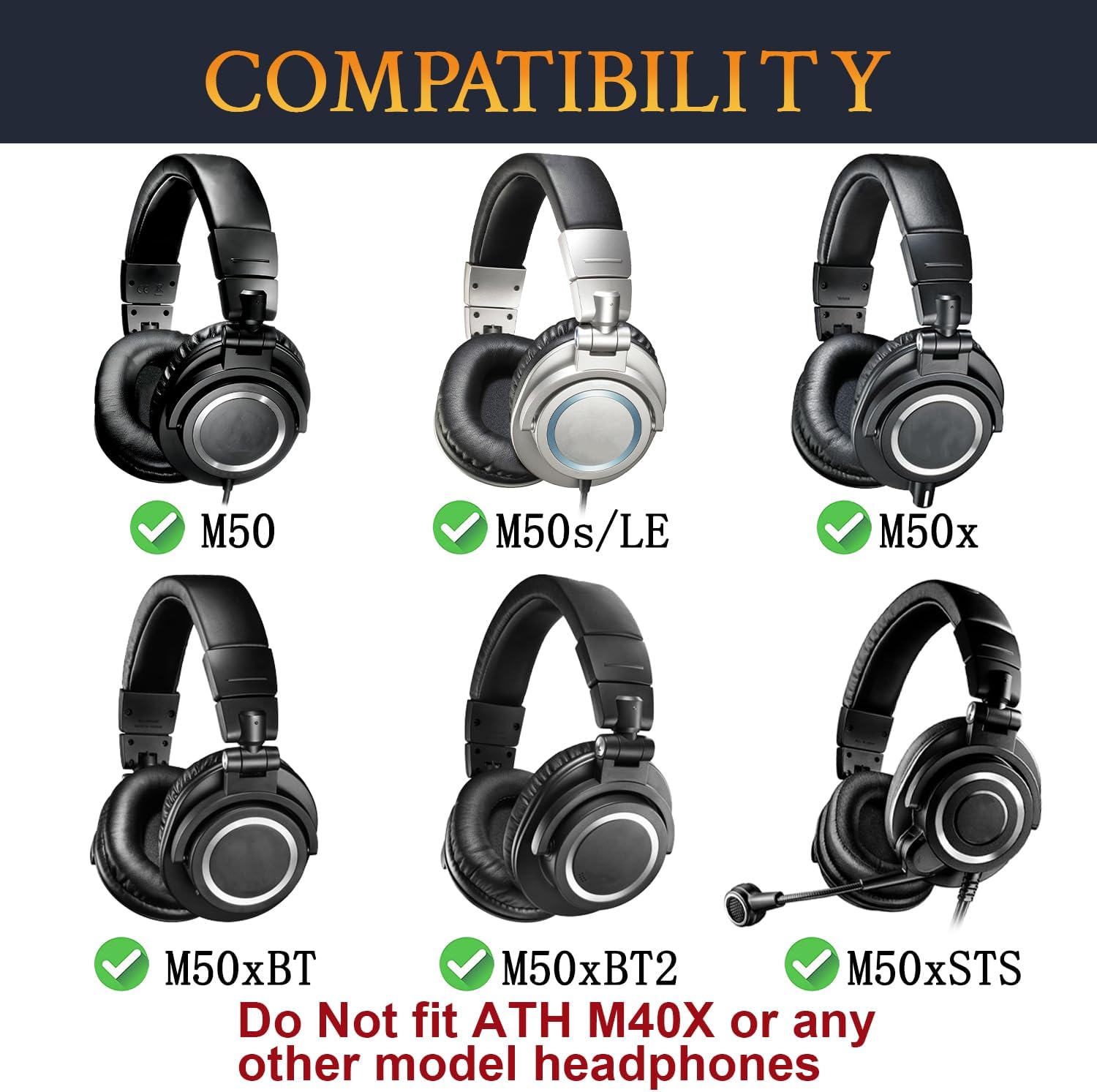 SOULWIT Headband for Audio-Technica ATH M50, M50X, M50XBT, M50XBT2, M50XSTS