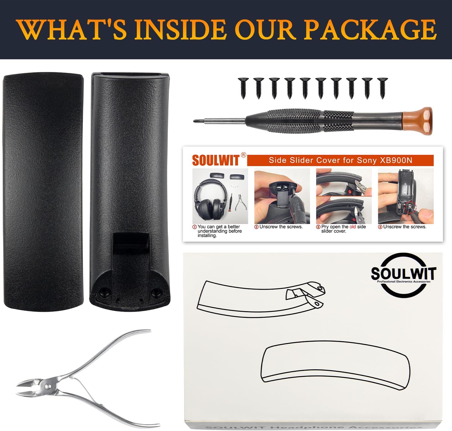 SOULWIT Headband Side Cover Slider for Sony WH-XB900N
