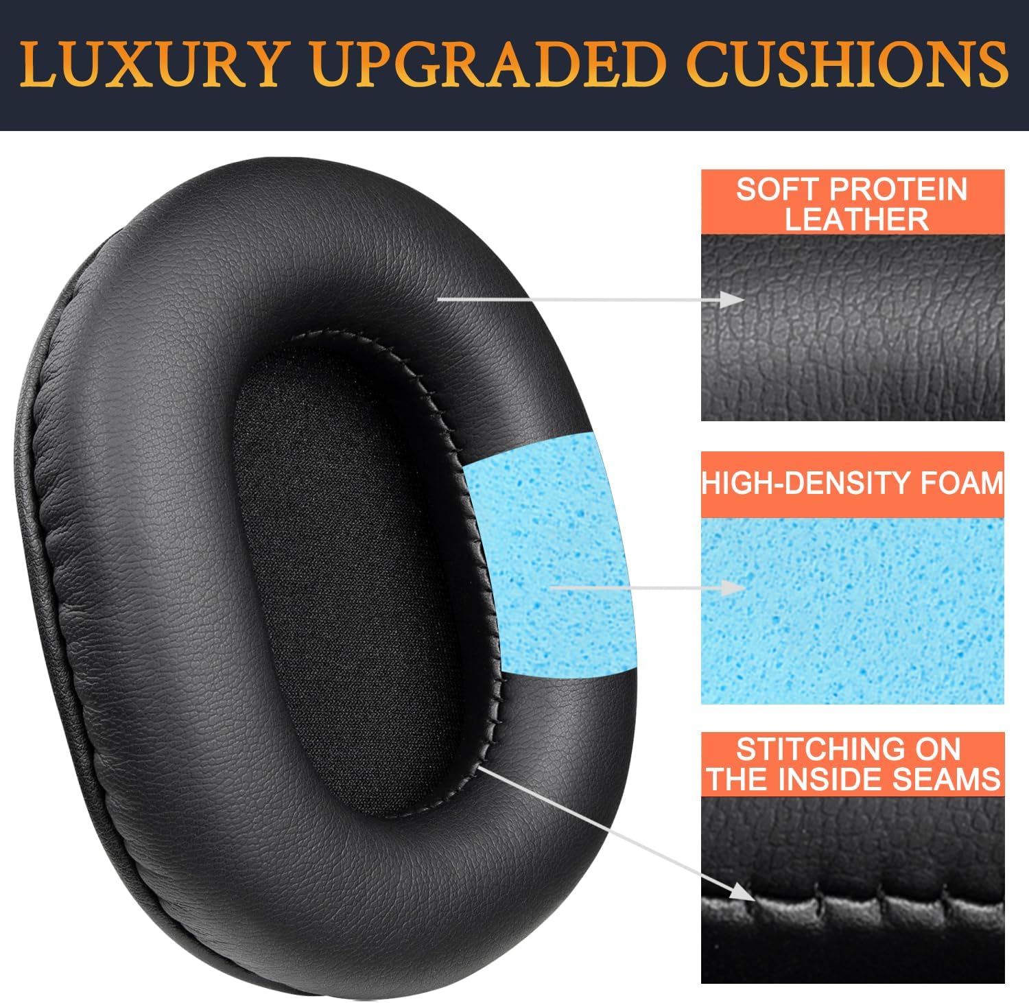 SOULWIT Earpads + Ear Cover+ Headband for ATH M50, M50X, M50XBT, M50XBT2, M50XSTS