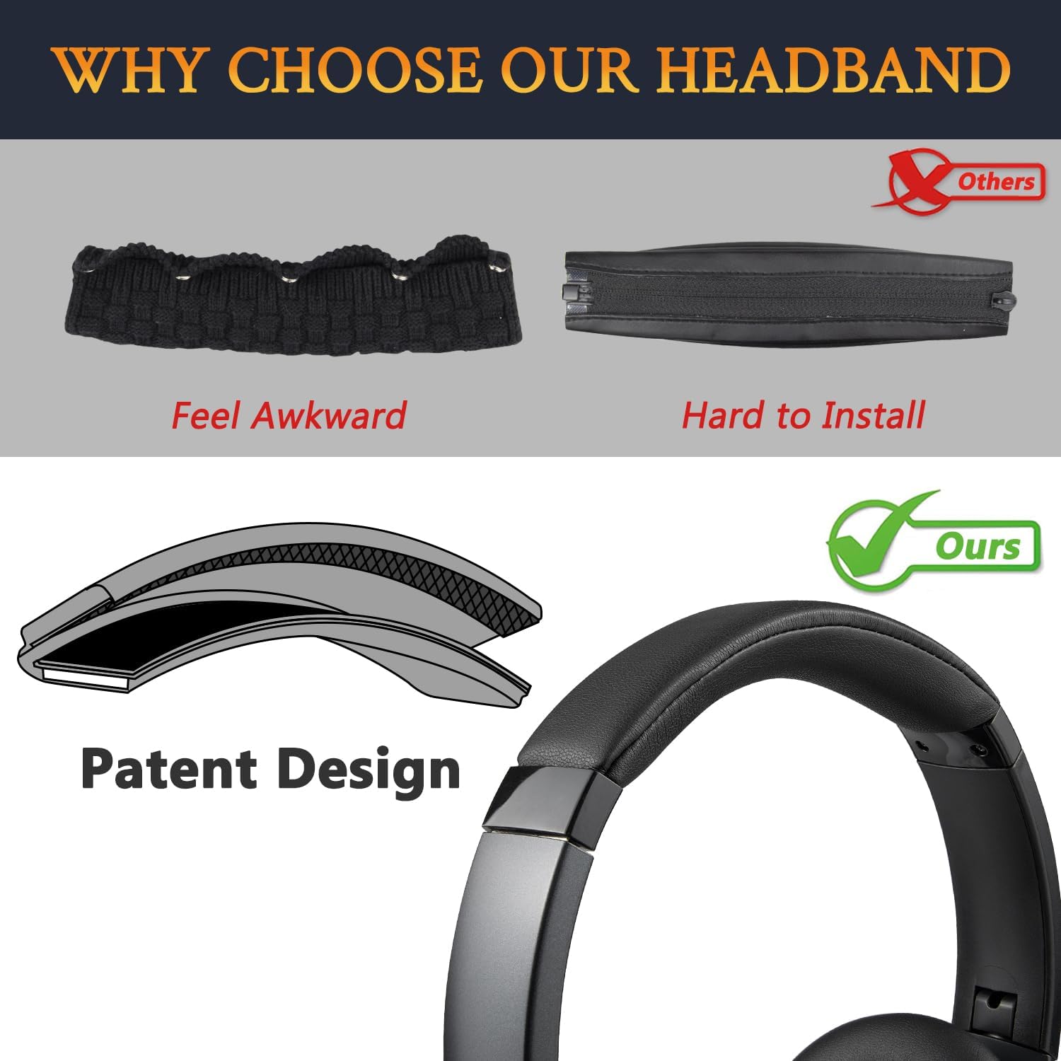 SOULWIT Headband for Anker Soundcore Life 2 / Life Q20 / Life Q20+ / Q20i
