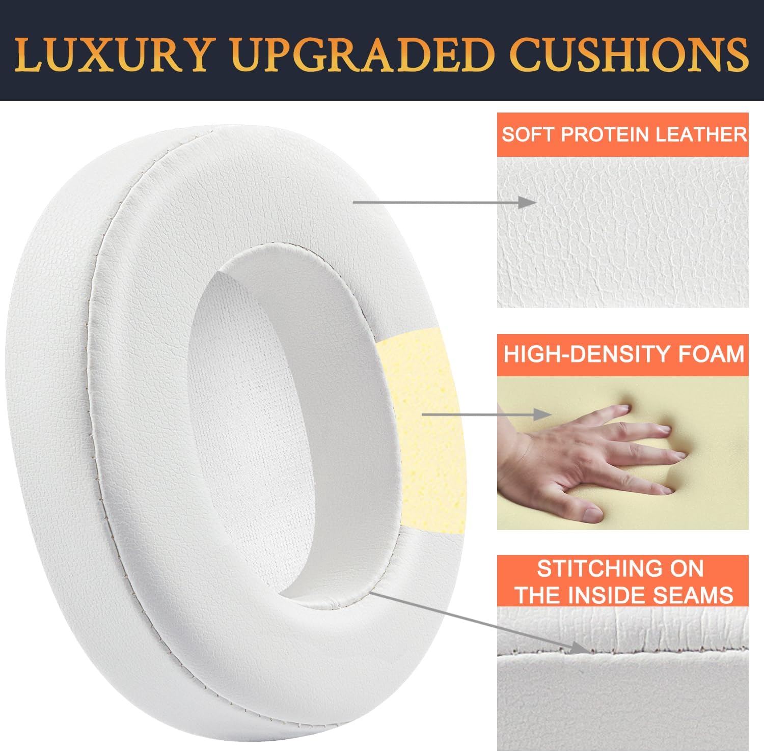 SOULWIT Earpads for Skullcandy Hesh 3/ANC/Evo & Crusher Wireless/ANC/Evo & Venue ANC - Protein Leather