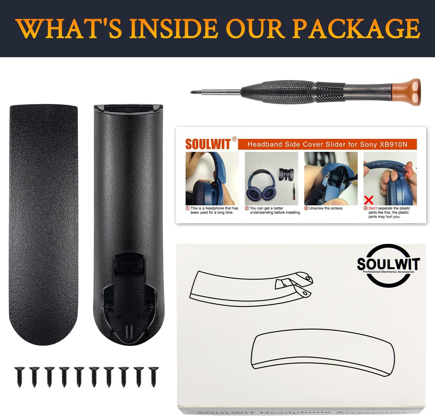 SOULWIT Headband Side Cover Slider for Sony WH-XB910N