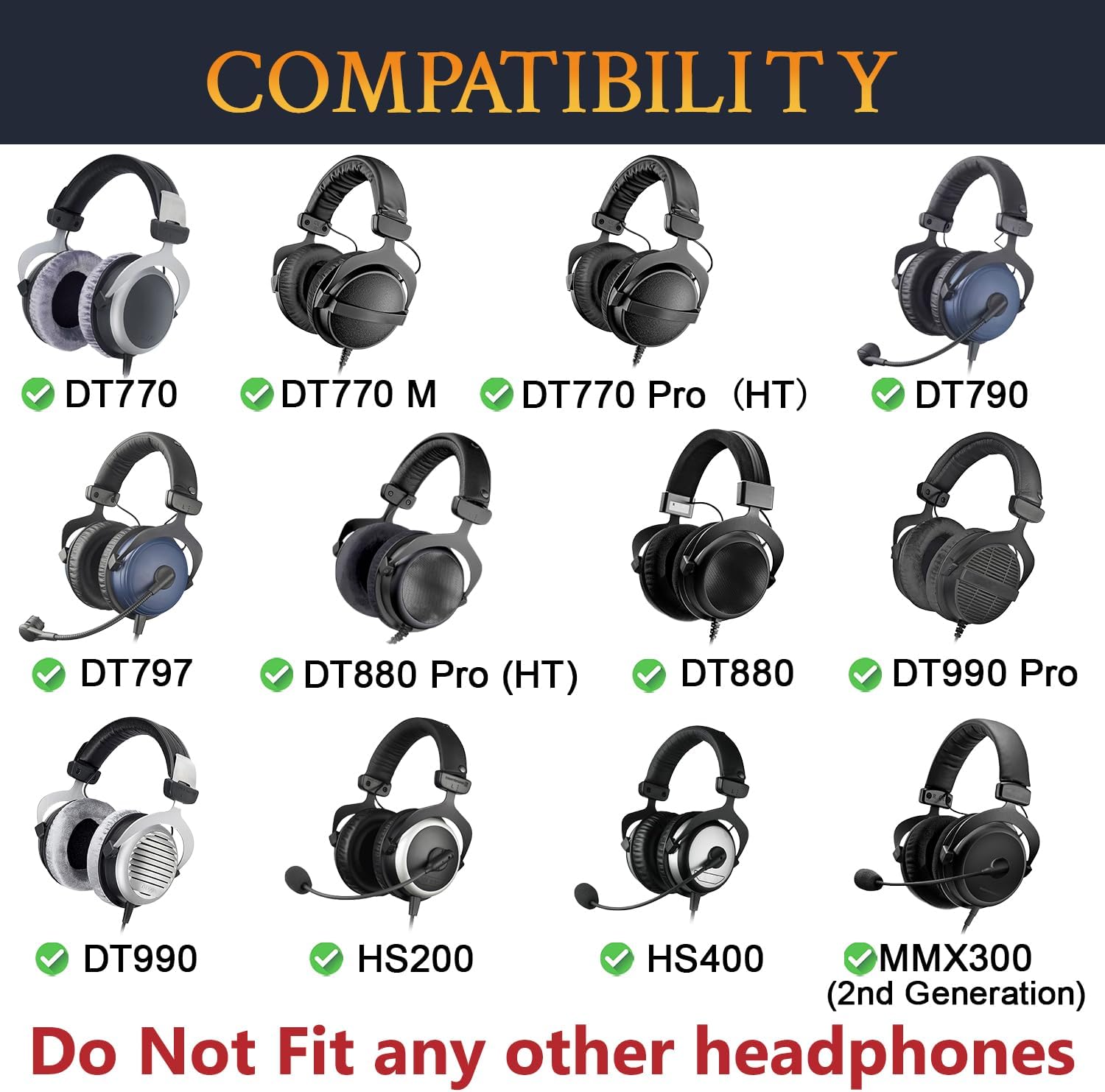 SOULWIT Headband Cover for Beyerdynamic DT 770 / DT 880 / DT 990 Series (Pro / Pro HT / M), DT 790, DT 797, HS 200, HS 400, MMX 300 (2nd Generation)