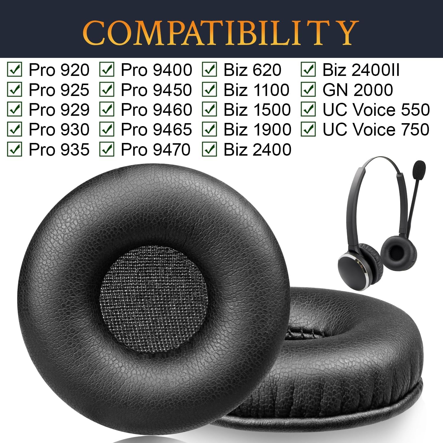 SOULWIT Earpads for Jabra PRO / BIZ / UC Voice - Protein Leather