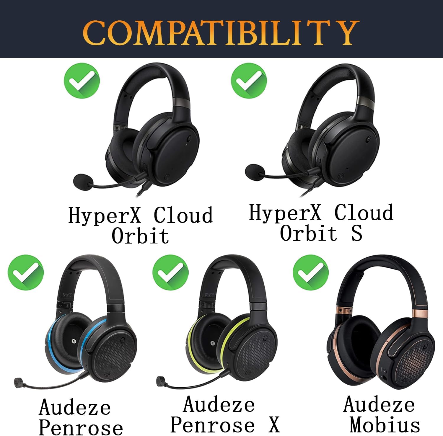 SOULWIT Earpads for Audeze Penrose/Penrose X/Mobius, HyperX Cloud Orbit/Orbit S  - Cooling Gel