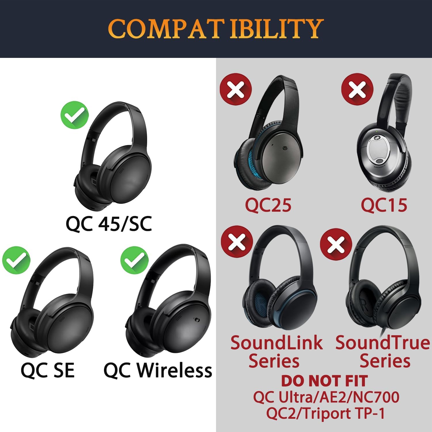 SOULWIT Headband for Bose QuietComfort 45 Series