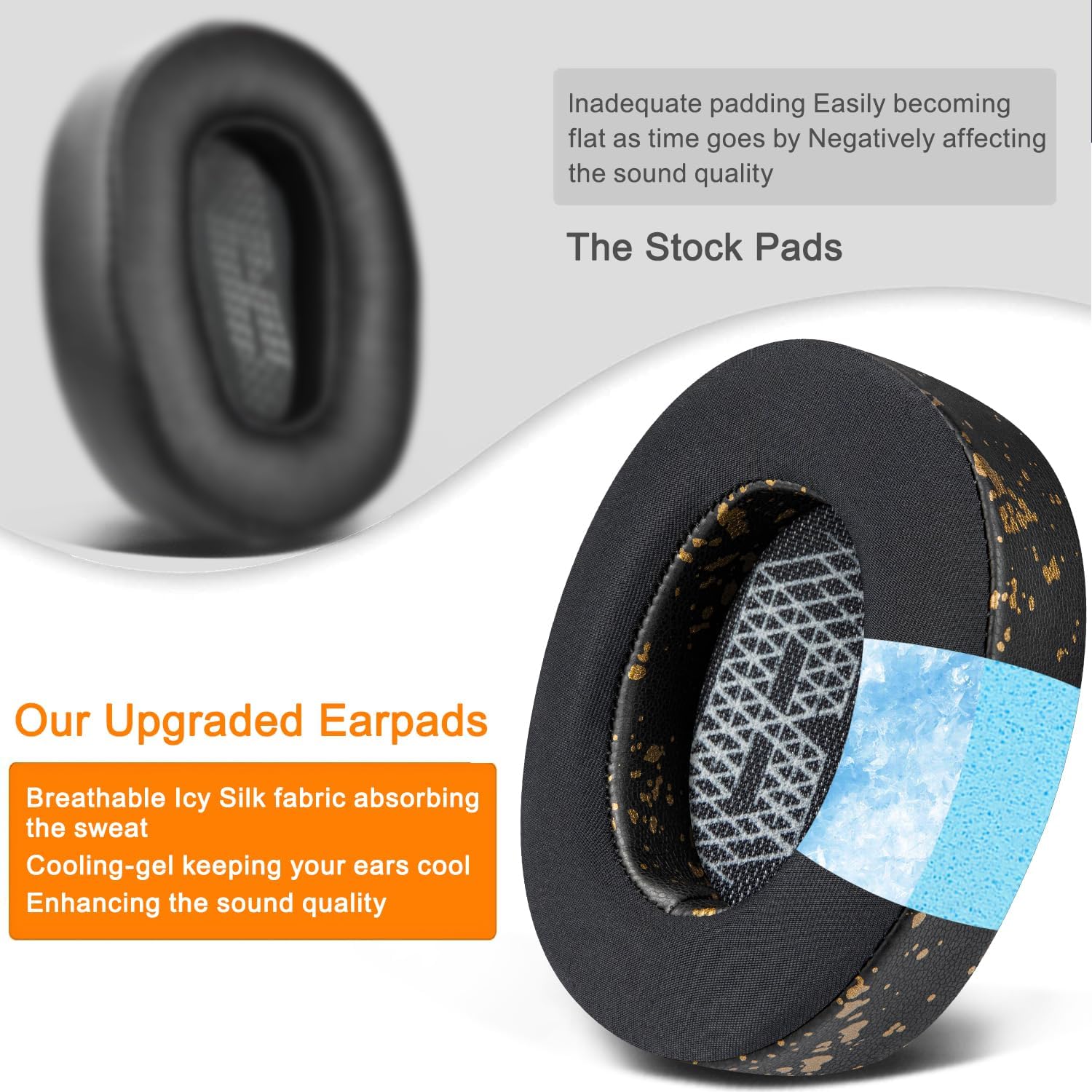 SOULWIT Earpads for JBL Live 500BT - Cooling Gel
