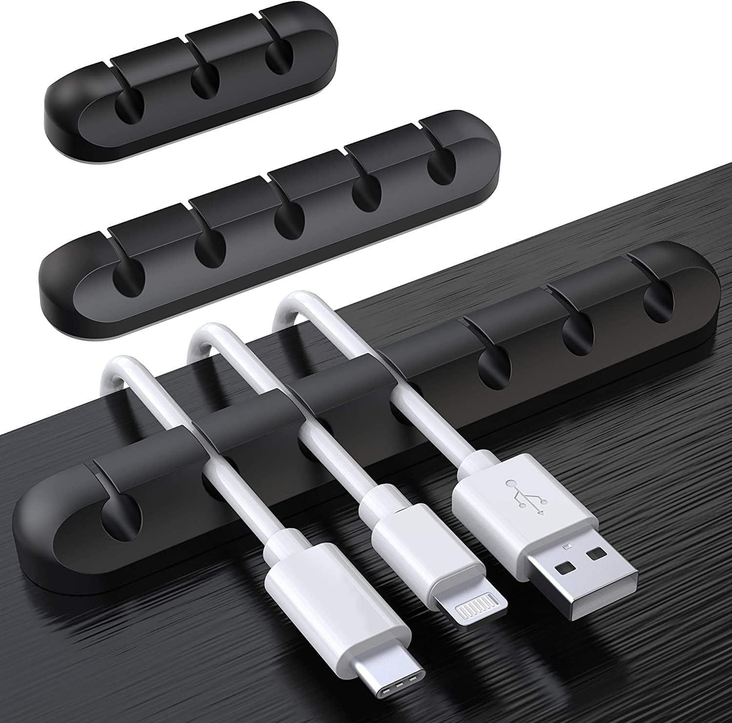 SOULWIT Cable Holder Clips, 3-Pack Cable Management Cord Organizer Clips Silicone Self Adhesive