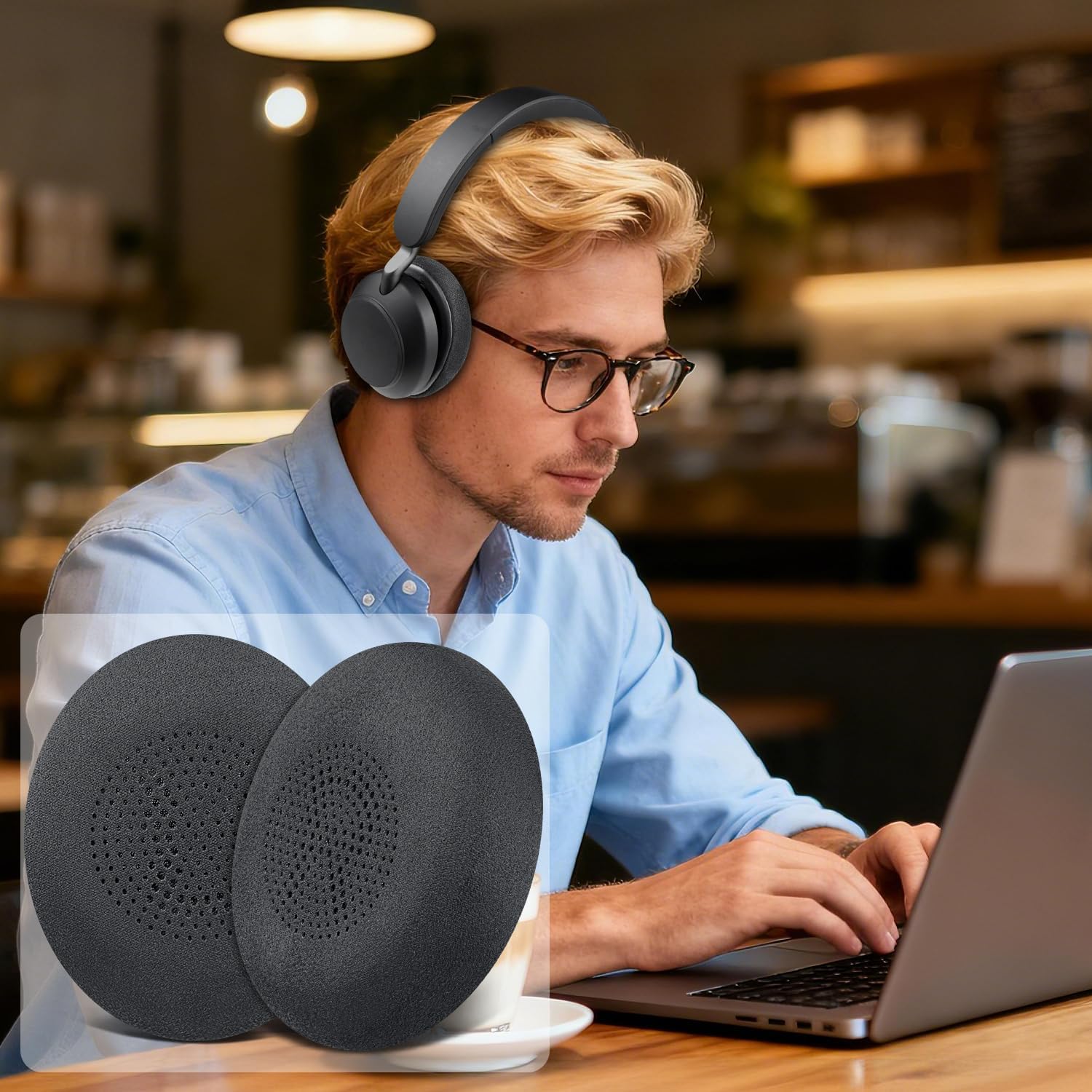 SOULWIT Earpads for Jabra Evolve2 65/40, Elite 45h - Micro Suede