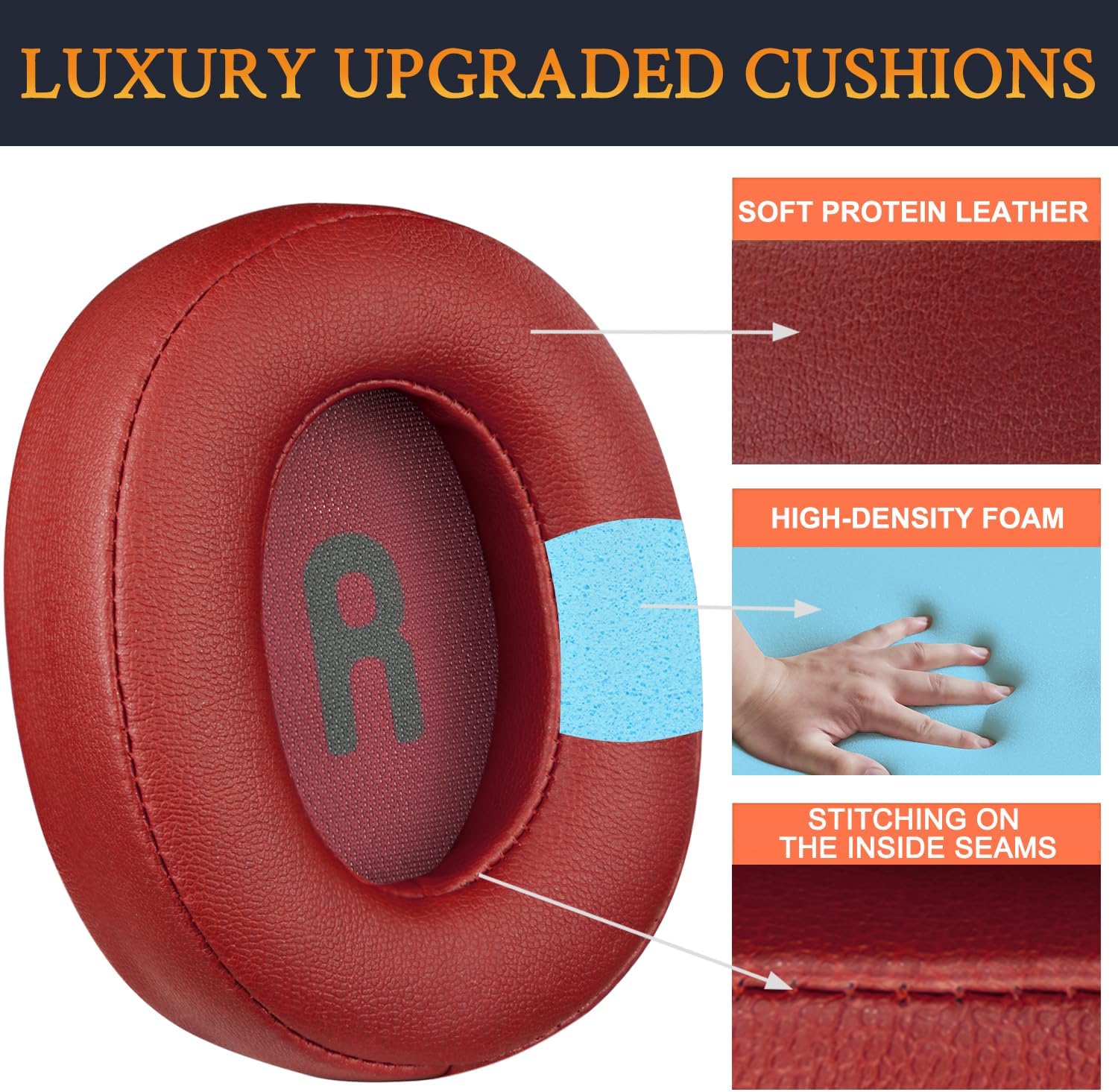 SOULWIT Earpads for JBL Tune 700BT, 710BT, 720BT, 750BTNC, 760NC, 770NC - Protein Leather