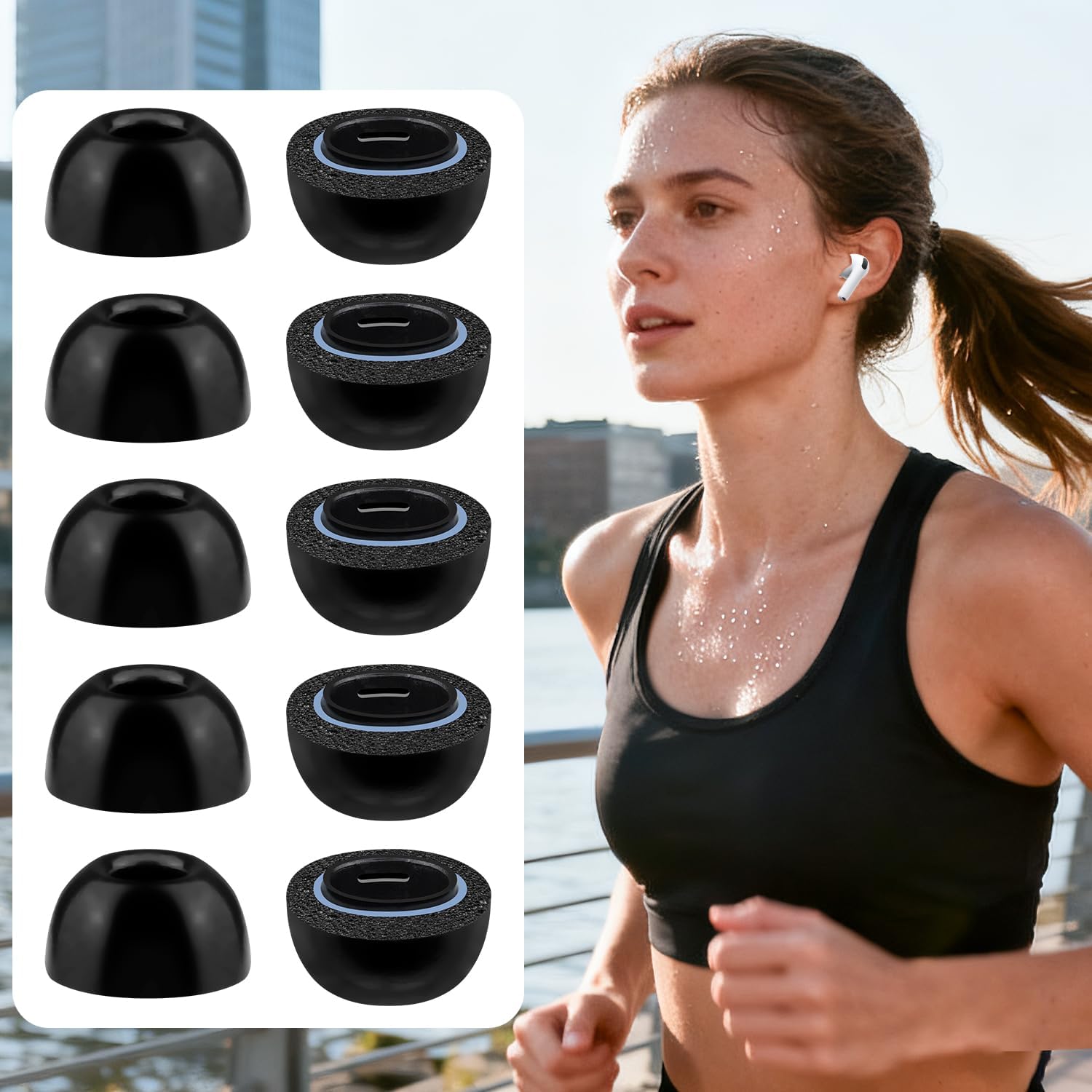 SOULWIT Memory Foam Ear Tips for AirPods Pro 3 - 5 pairs