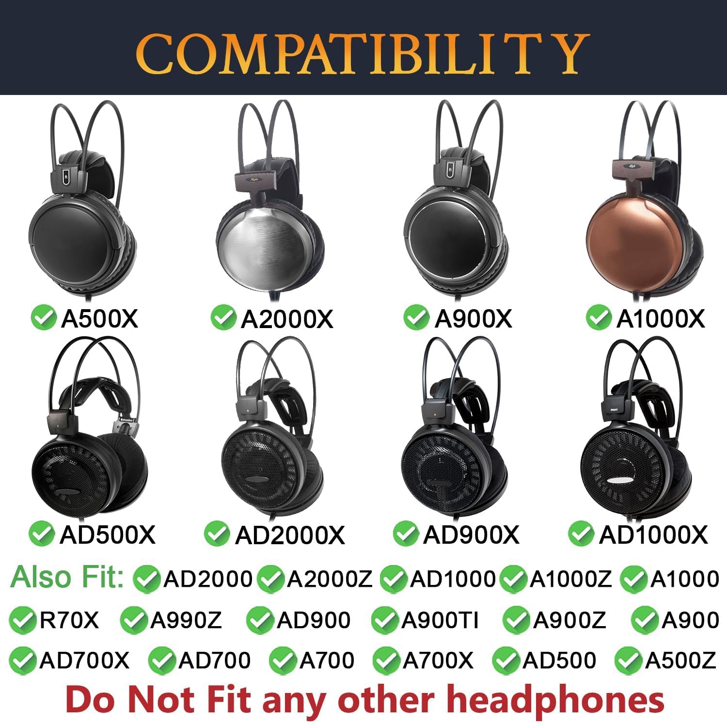 SOULWIT Earpads for ATH-A Closed-back Series, ATH-AD Open-air Series, R70X - Protein Leather