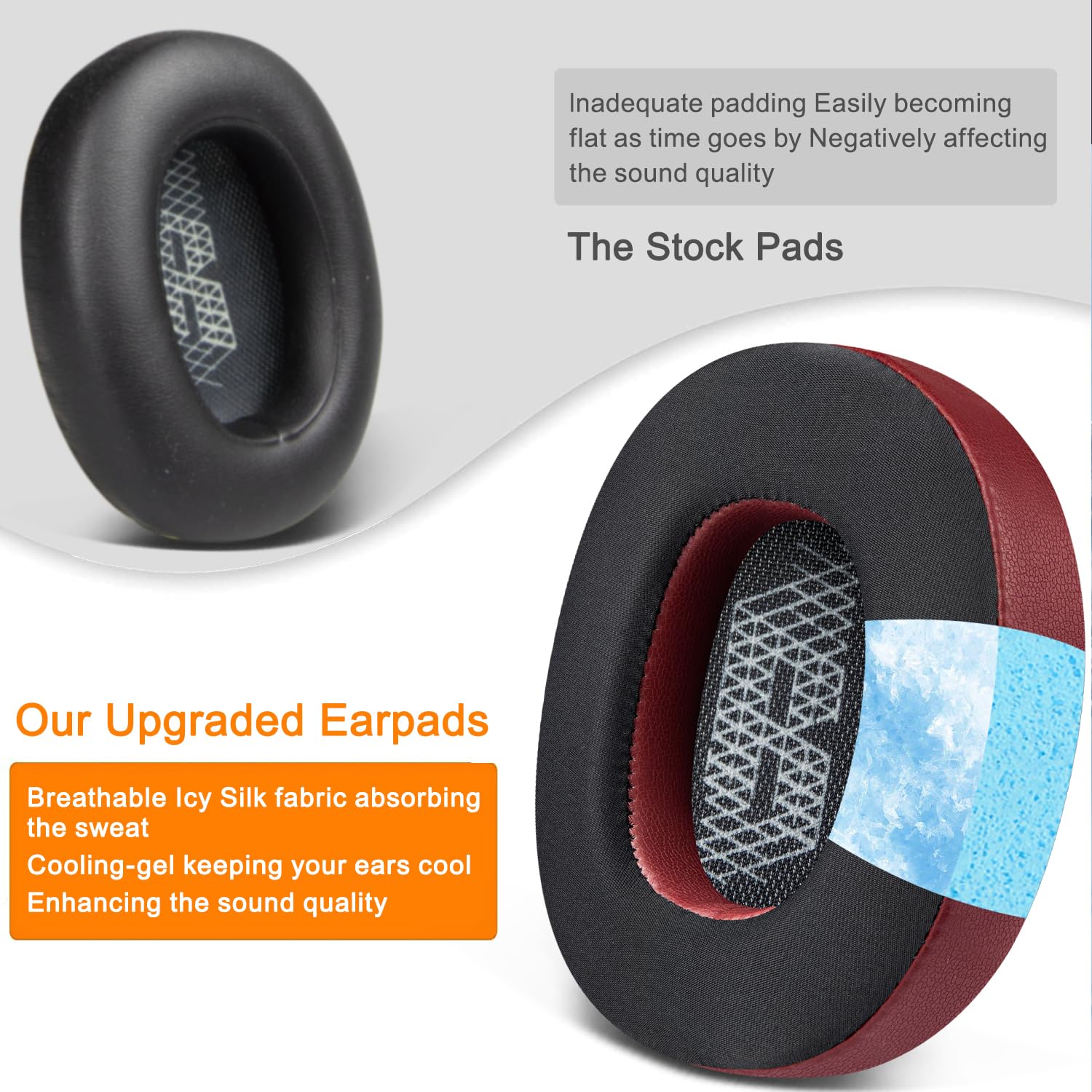 SOULWIT Earpads for JBL E65BTNC, Live 650BTNC, Live 660NC, Live 770NC, Duet NC - Cooling Gel