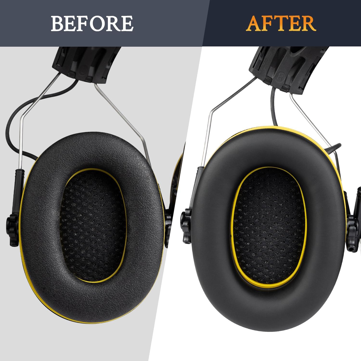 SOULWIT Earpads for 3M WorkTunes, Peltor Sport Tactical 100/300/500, ZOHAN EM033/037/042, PROHEAR 032/033/037 - Protein Leather