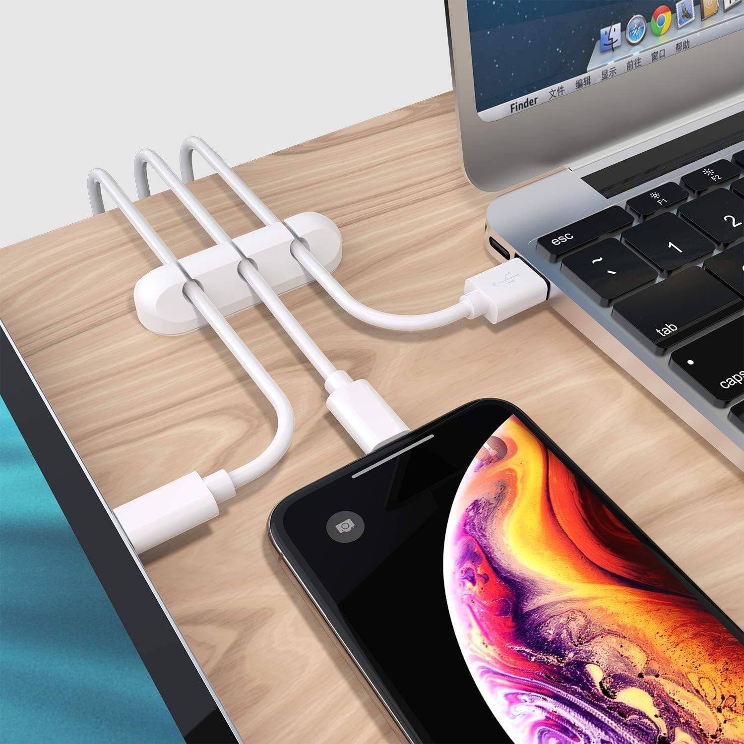SOULWIT Cable Holder Clips, 3-Pack Cable Management Cord Organizer Clips Silicone Self Adhesive