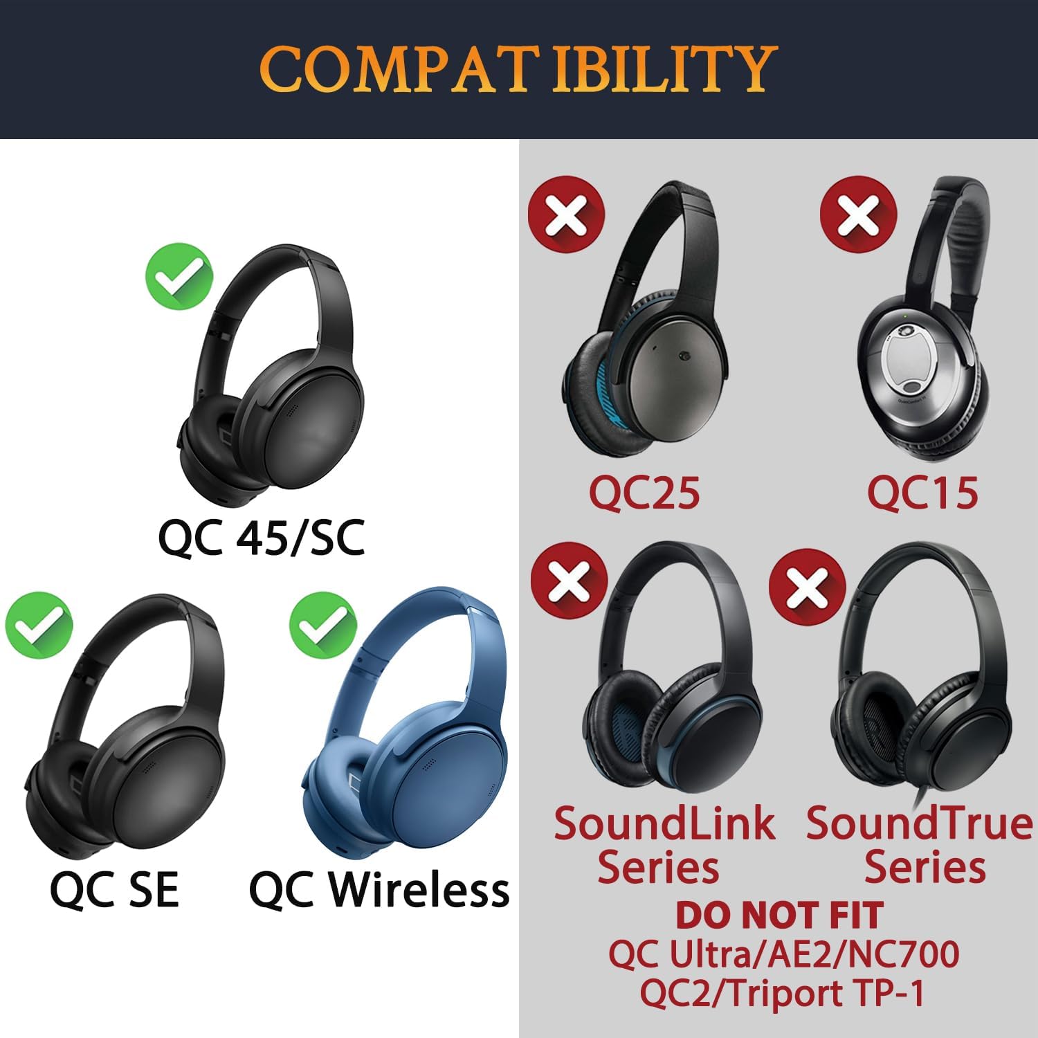 SOULWIT Earpads for Bose QuietComfort 45 Series - Lambskin