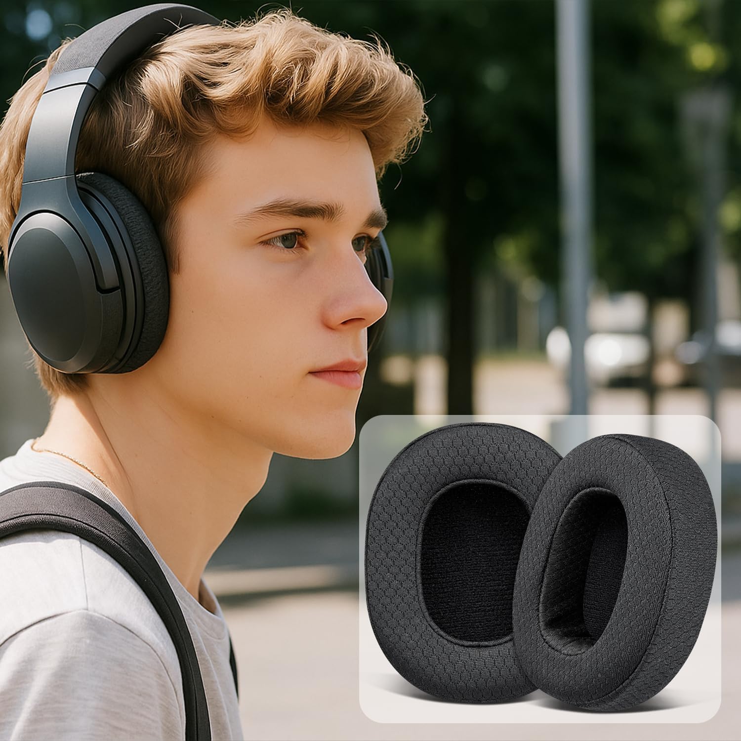 SOULWIT Earpads for Skullcandy Hesh 3/ANC/Evo & Crusher Wireless/ANC/Evo & Venue ANC - Mesh Fabric