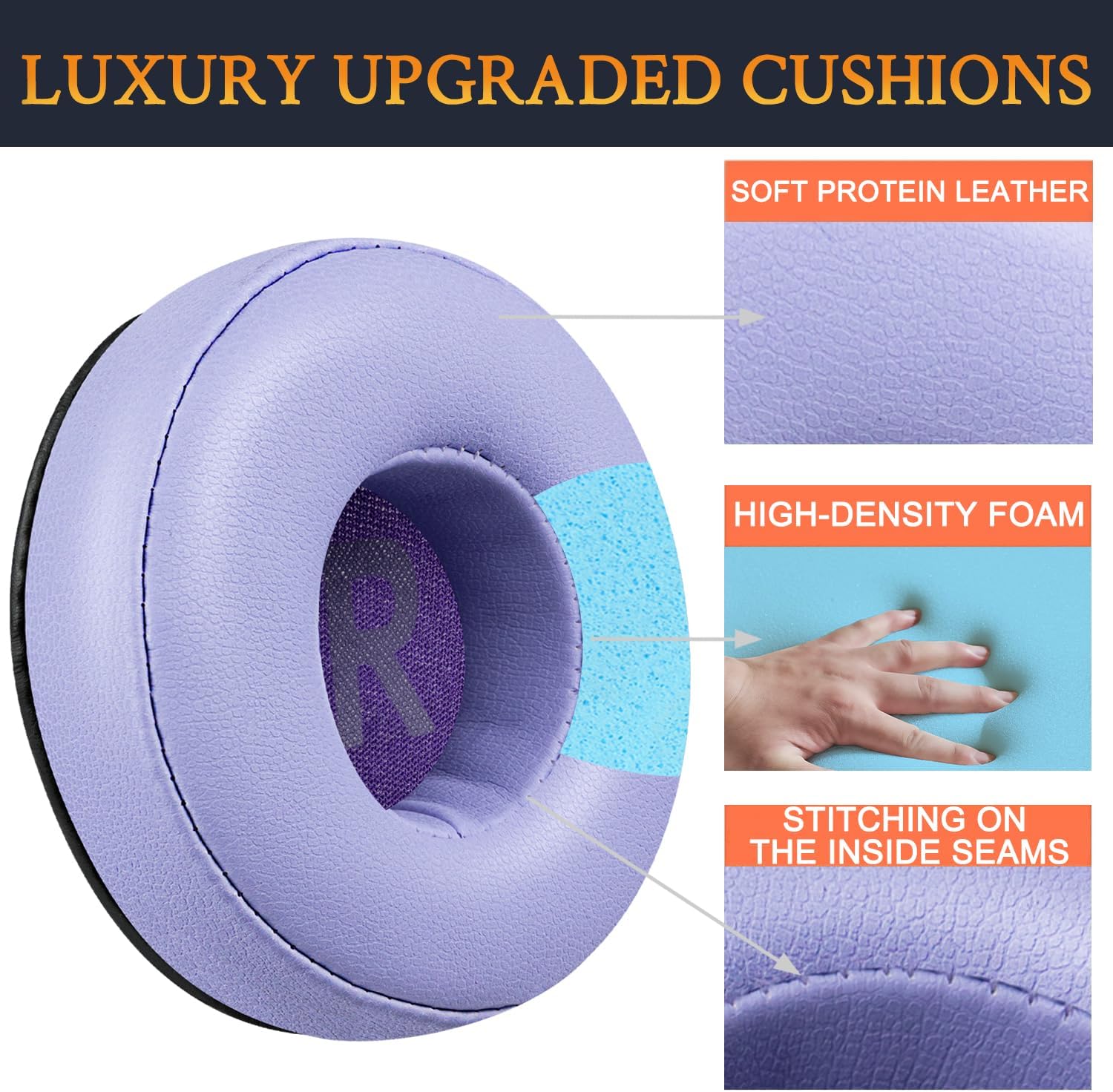 SOULWIT Earpads for JBL Tune 450BT/460BT/500BT/510BT/520BT/525BT/570BT, JR300BT, JR310BT, Junior 320BT, E40BT - Protein Leather