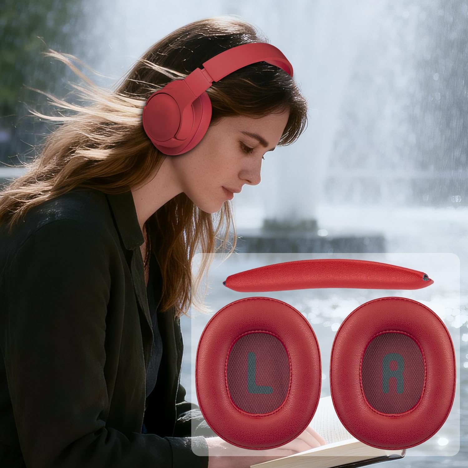 SOULWIT Replacement Kit for JBL Tune 700BT/710BT/720BT/750BTNC/760NC/770NC, Ear Pads + Headband