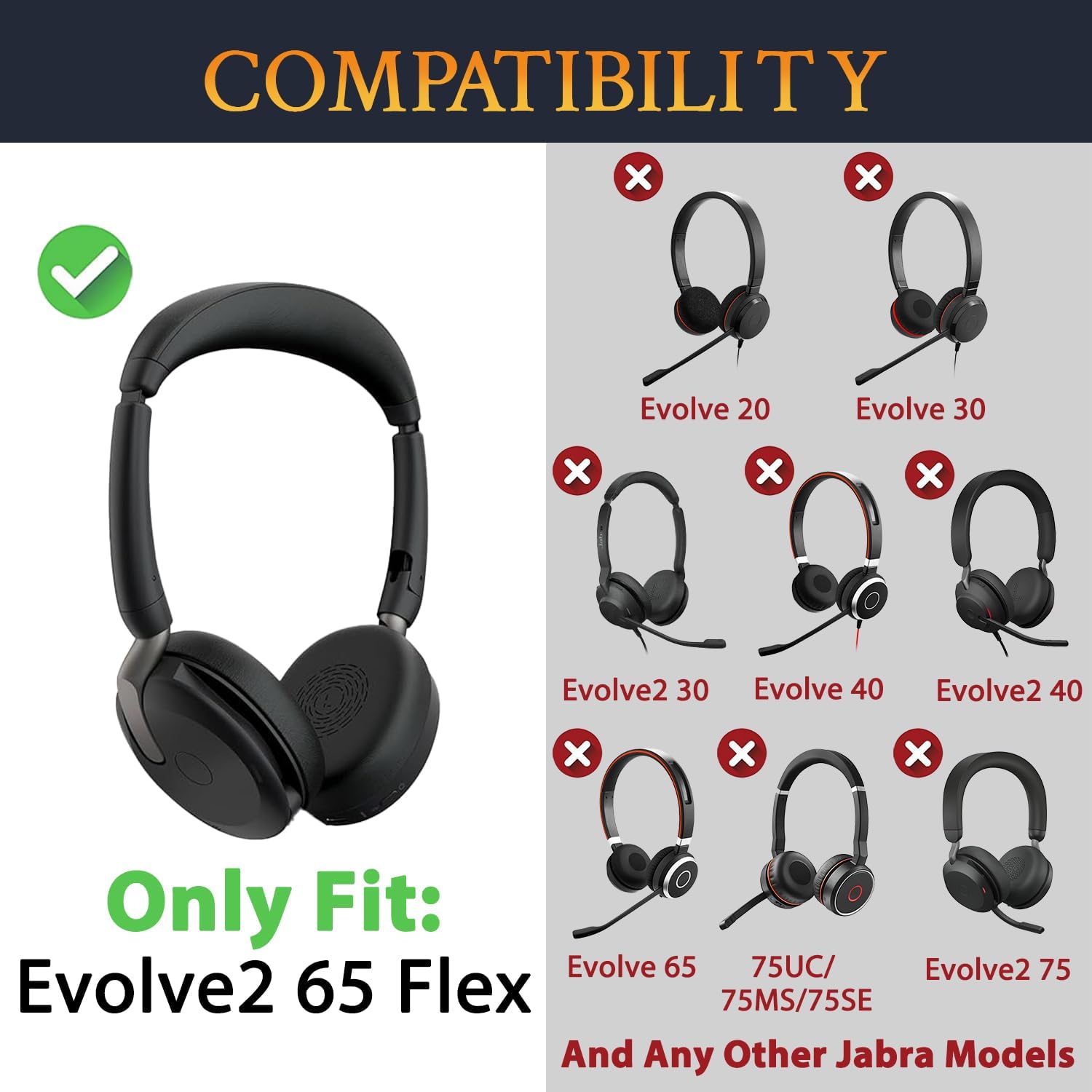 SOULWIT Earpads for Jabra Evolve2 65 Flex - Protein Leather