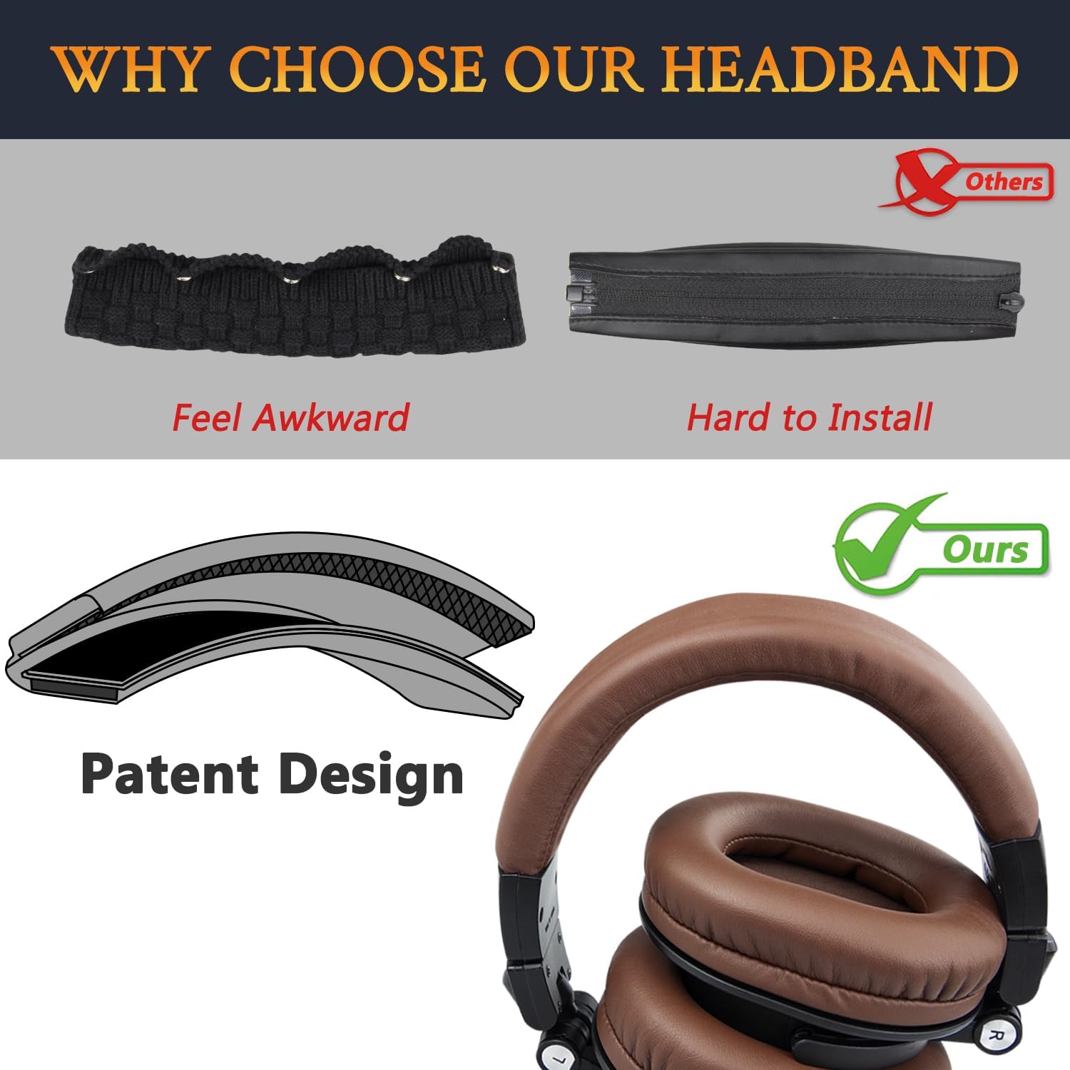 SOULWIT Headband for Audio-Technica ATH M50, M50X, M50XBT, M50XBT2, M50XSTS