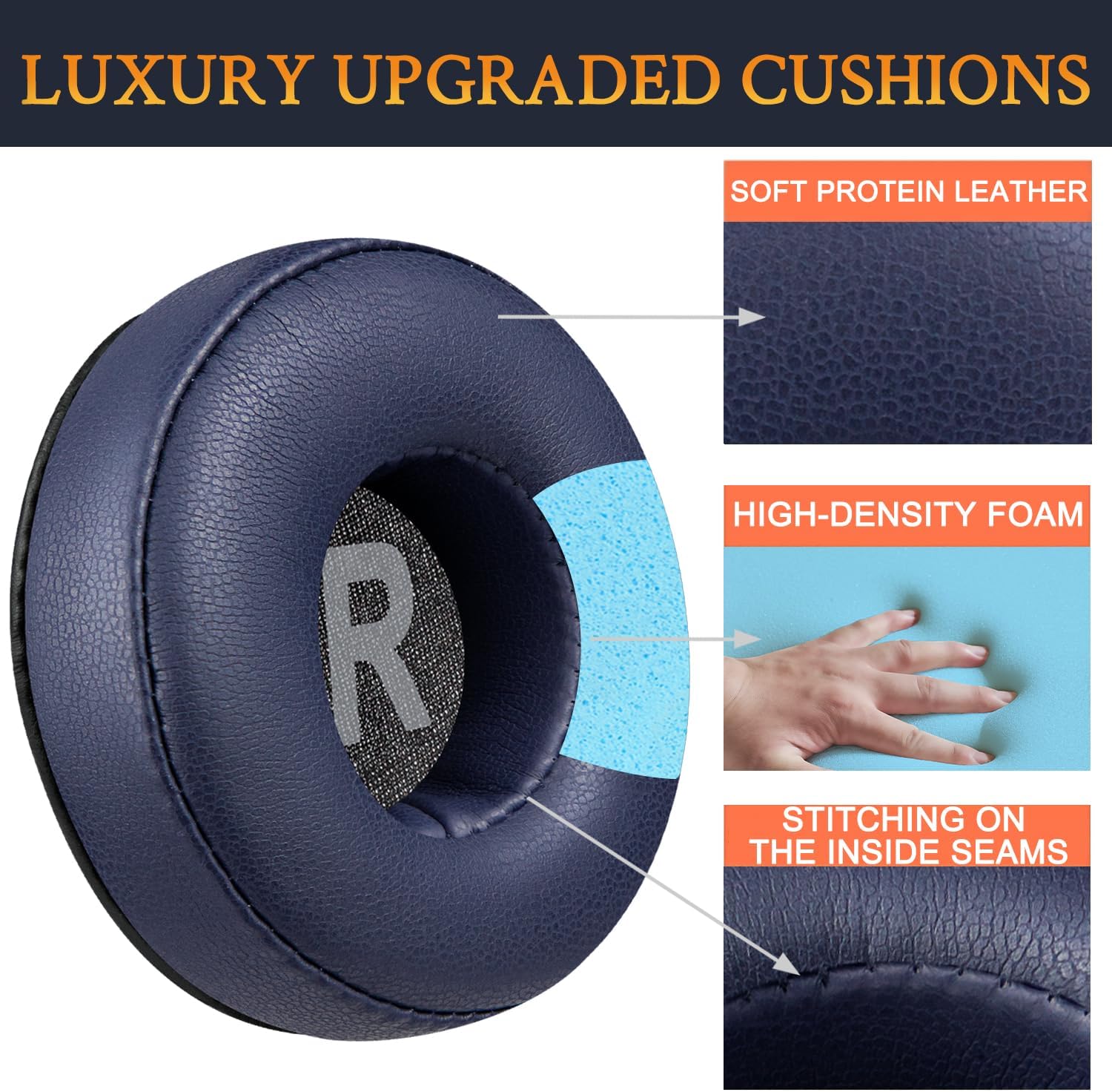 SOULWIT Earpads for JBL Tune 450BT/460BT/500BT/510BT/520BT/525BT/570BT, JR300BT, JR310BT, Junior 320BT, E40BT - Protein Leather