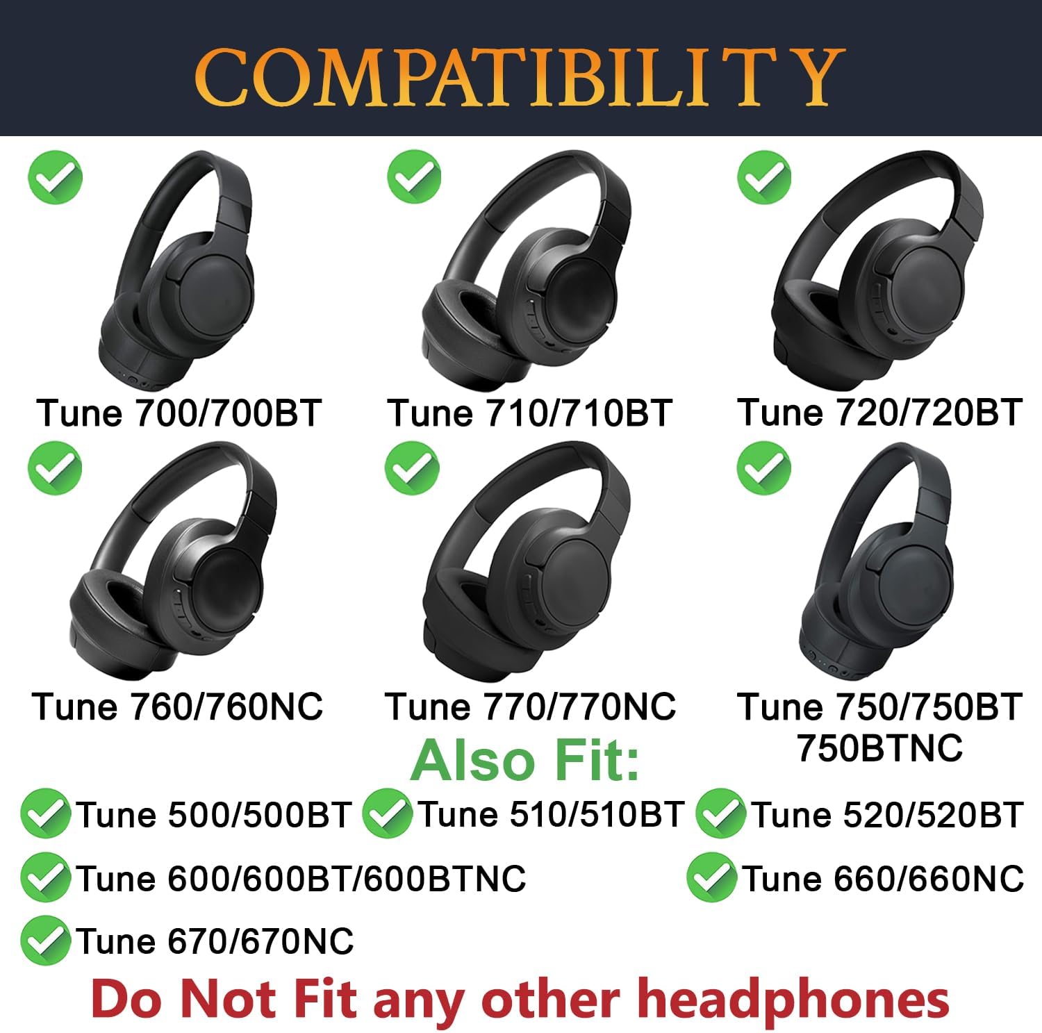 SOULWIT Headband for JBL Tune 500BT/510BT/520BT, Tune 600BTNC/660NC/670NC, Tune 700BT/710BT/720BT/750BTNC/760NC/770NC