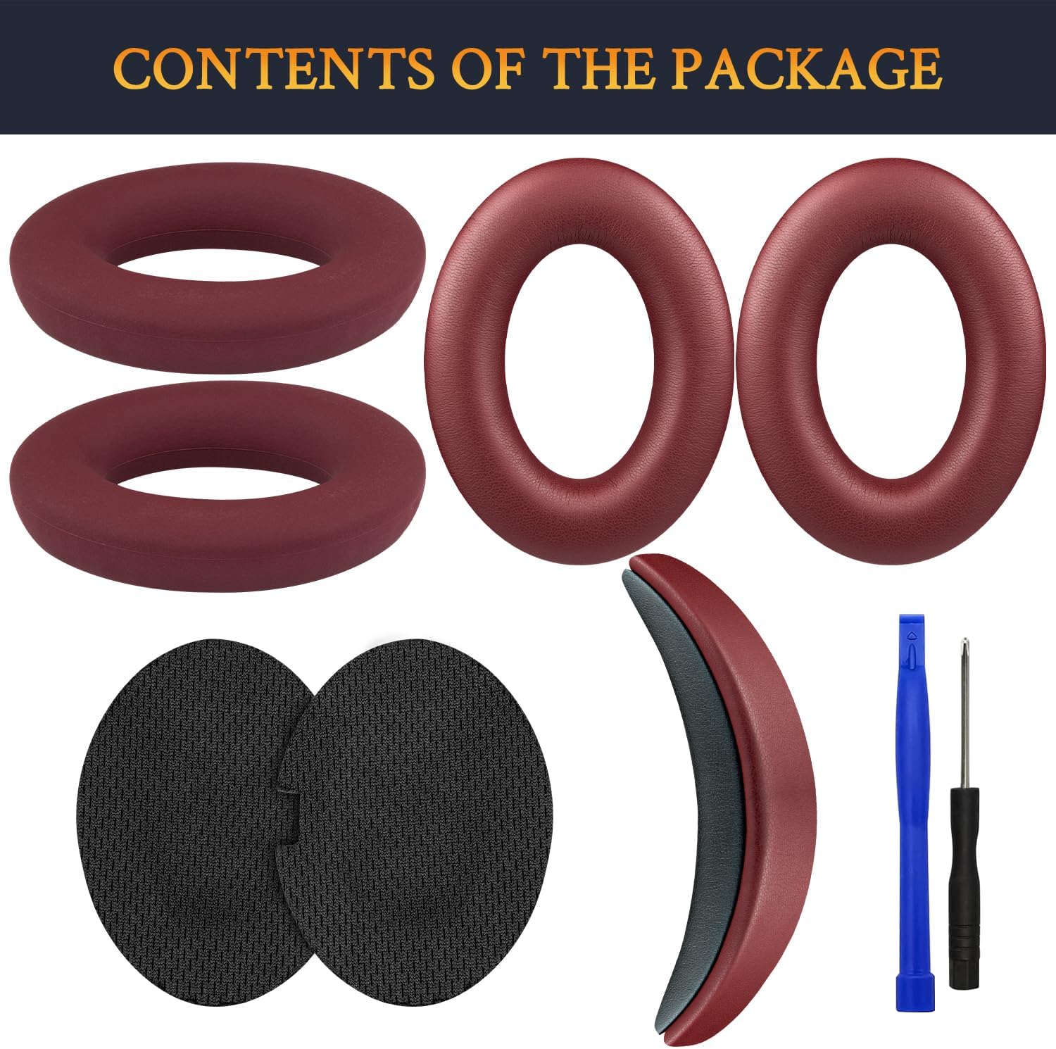 SOULWIT Replacement Kit for Bose QuietComfort 15, QuietComfort 2, Earpads + Headband + Earpads Cover