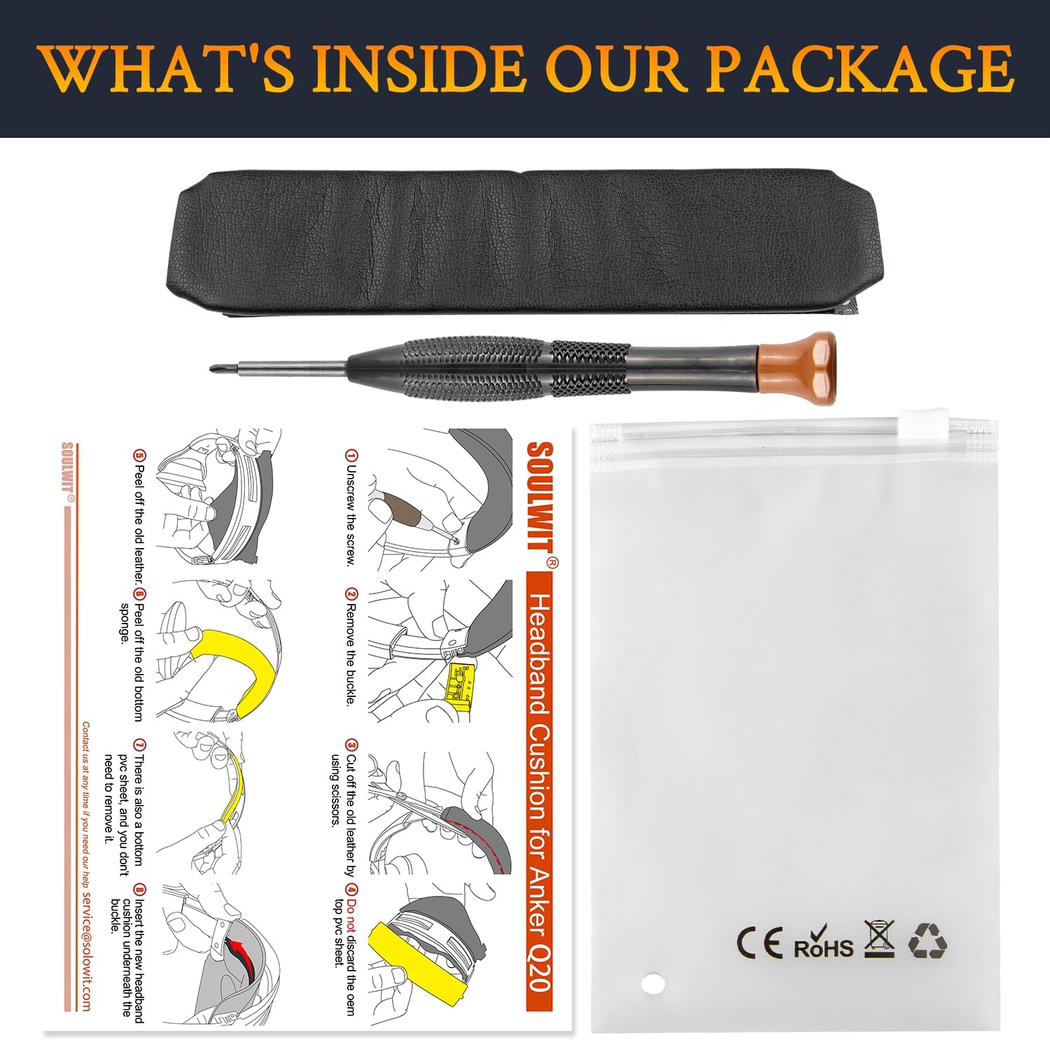 SOULWIT Headband for Anker Soundcore Life 2 / Life Q20 / Life Q20+ / Q20i