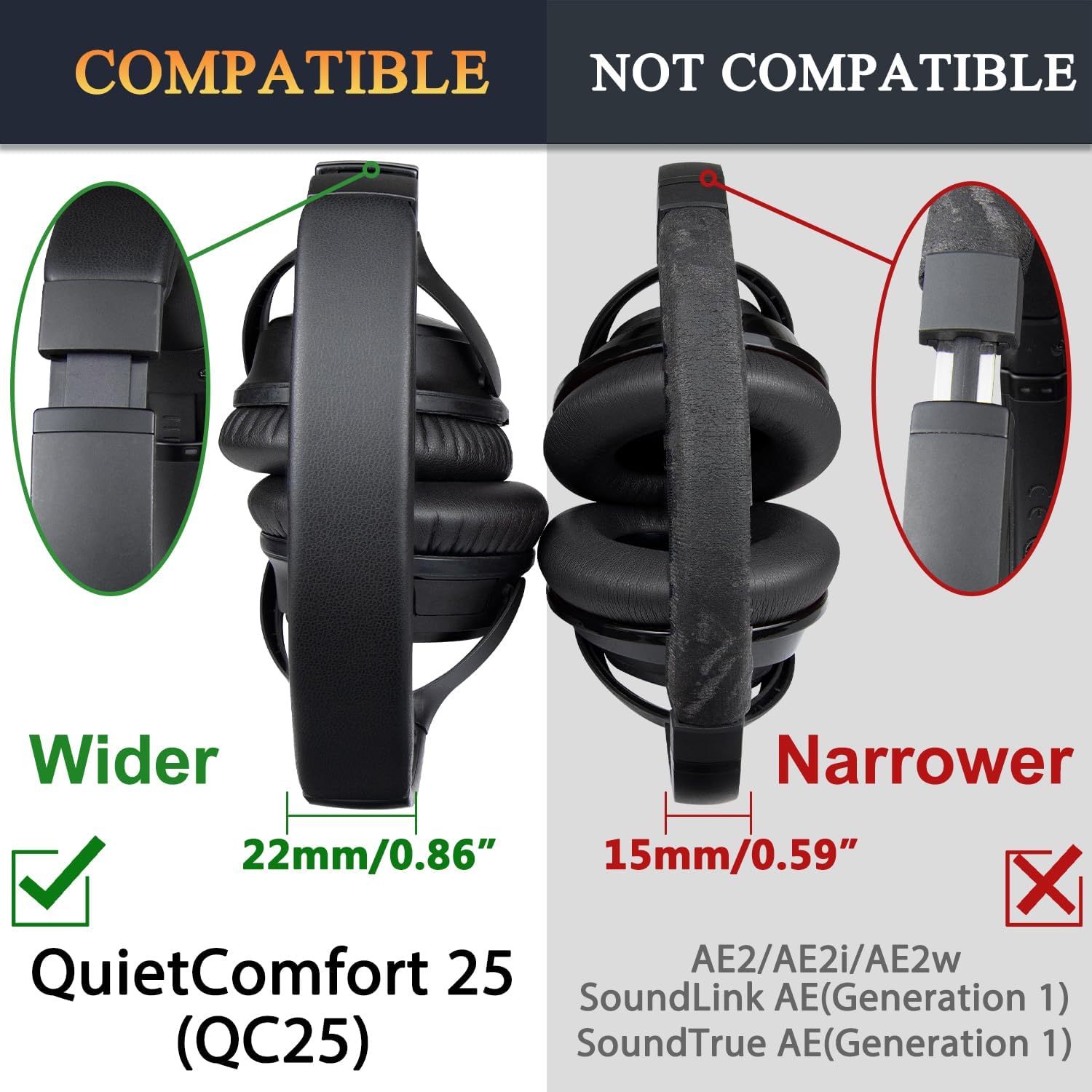 SOULWIT Headband for Bose QuietComfort 25